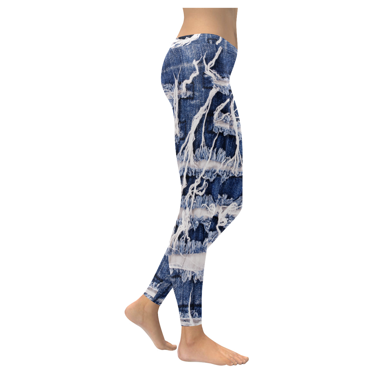 Print Jeans Women's Low Rise Leggings (Invisible Stitch)