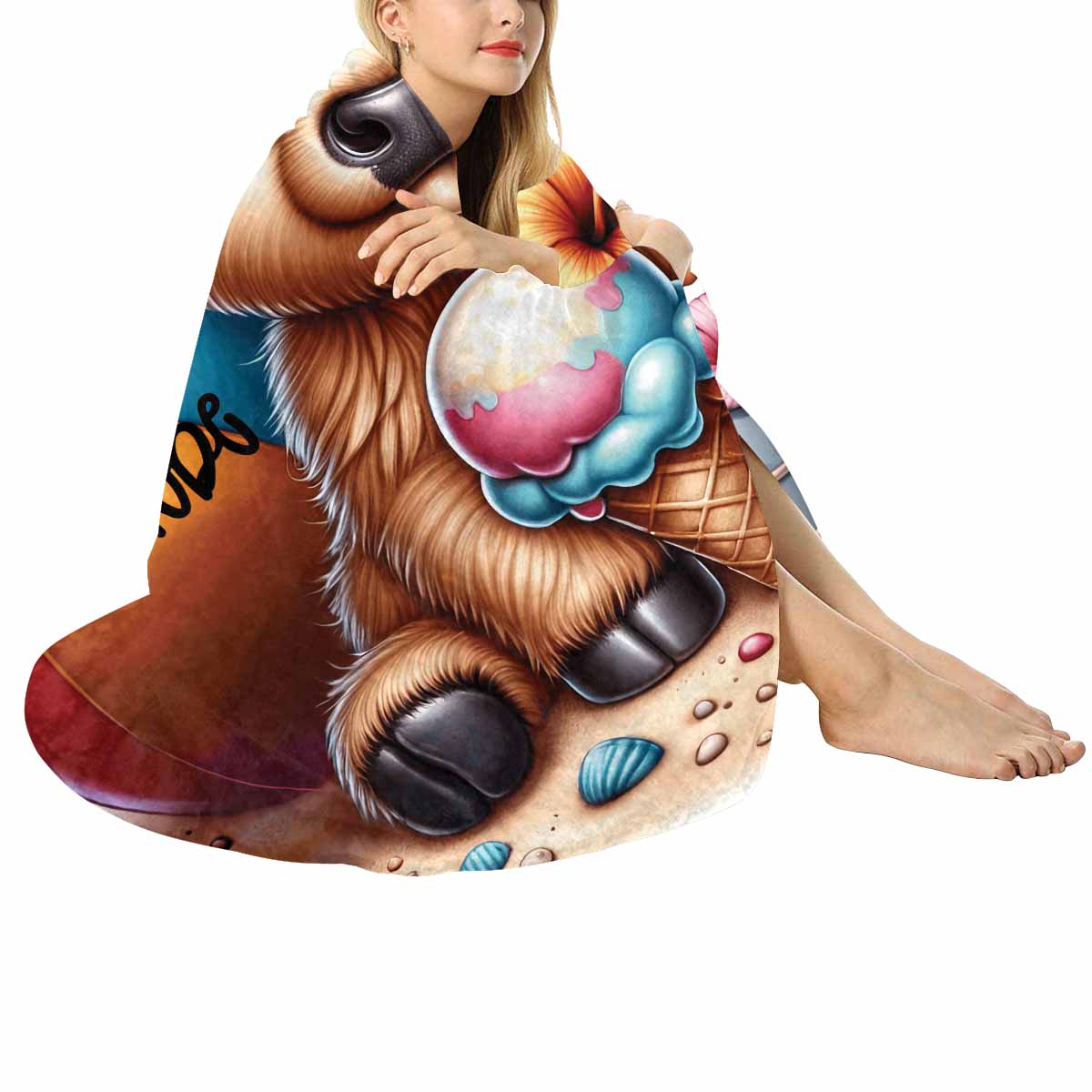 Highland Cow Awd35118  Circular Micro Fleece Blanket 47"