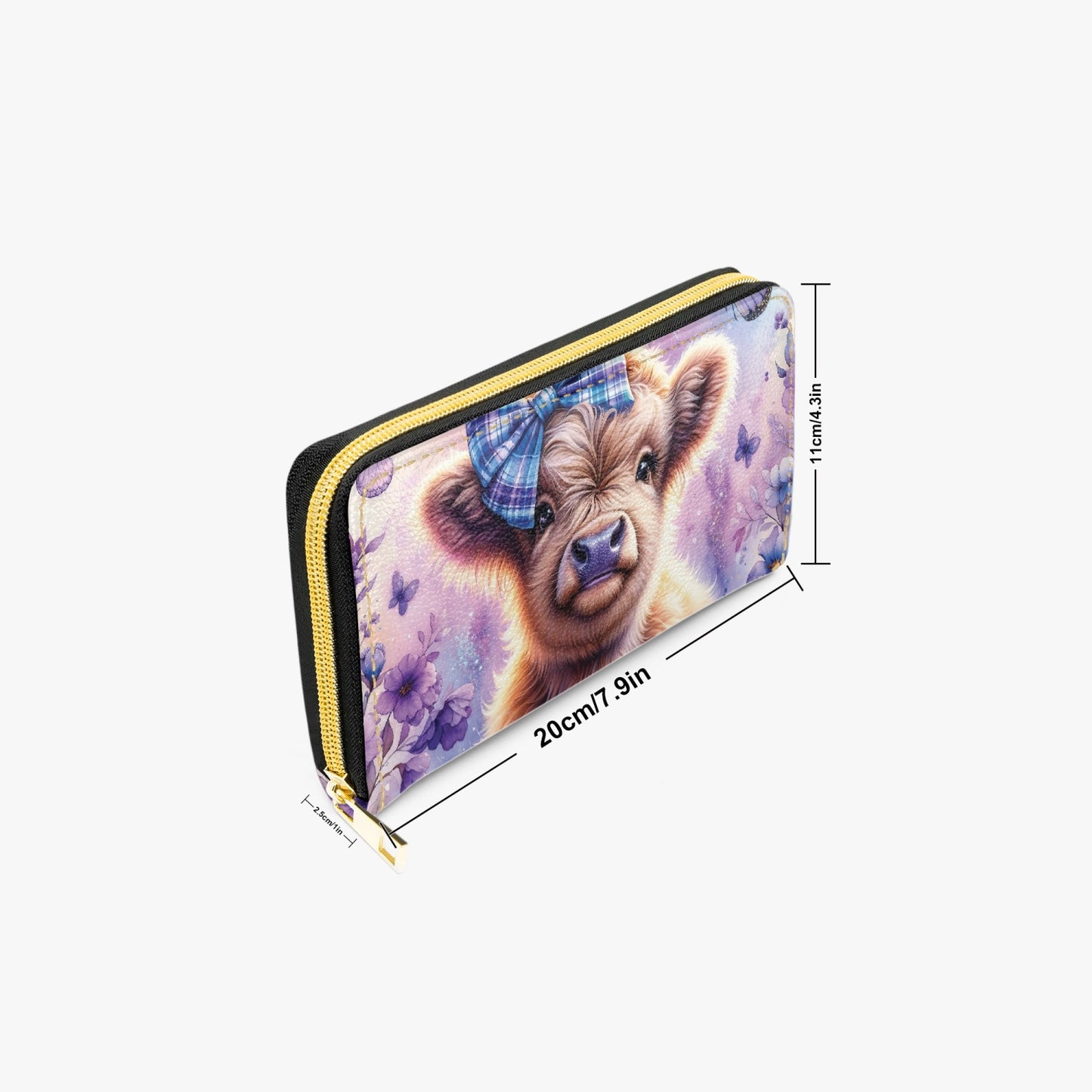 Long Type Zipper Purse - Highland Cow