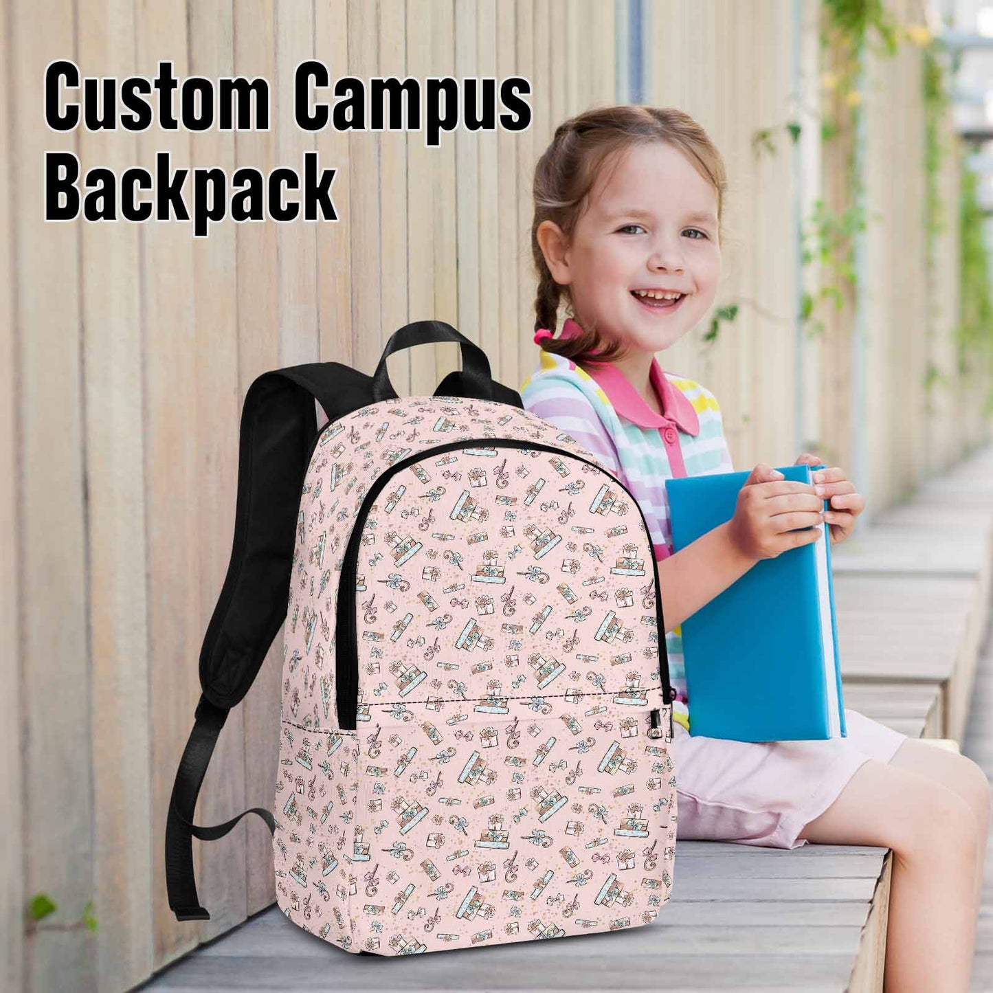 Pink Christmas Presents Adult Casual Backpack