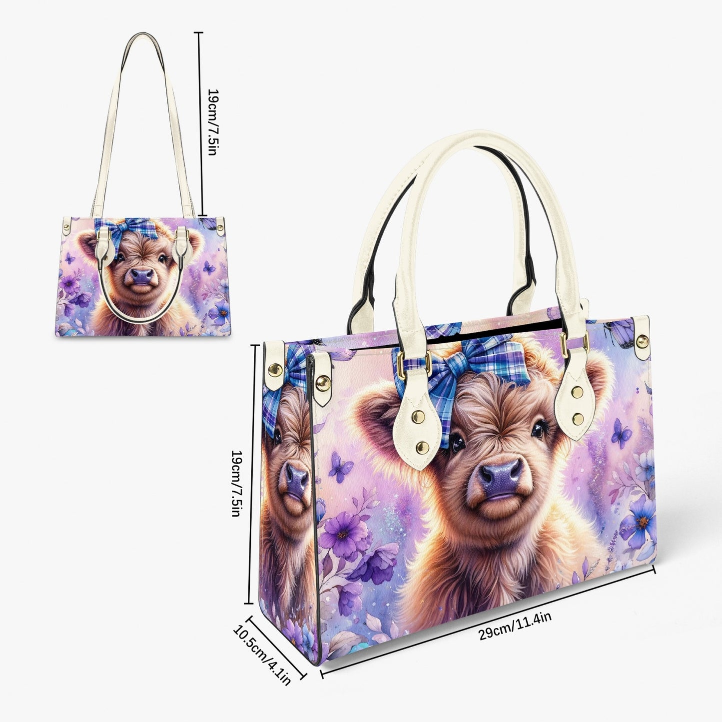 Women's Tote Bag - Long Strap - Highland Cow