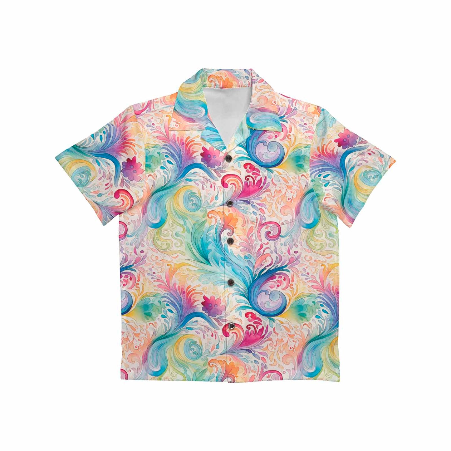 Pastel Rainbow Paisley  Little Boys Hawaiian Shirt