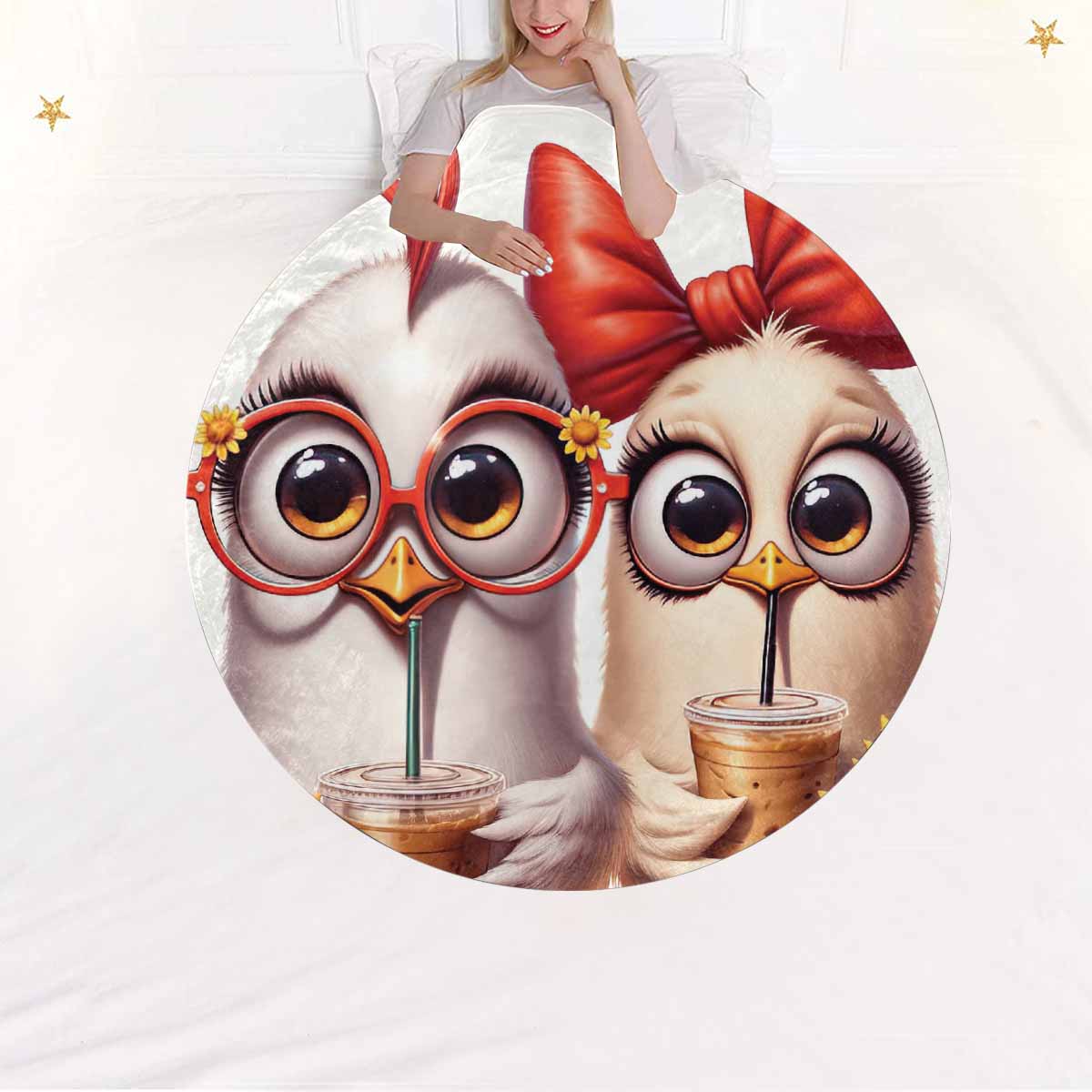 Chickens_Awd35170  Circular Micro Fleece Blanket 60"