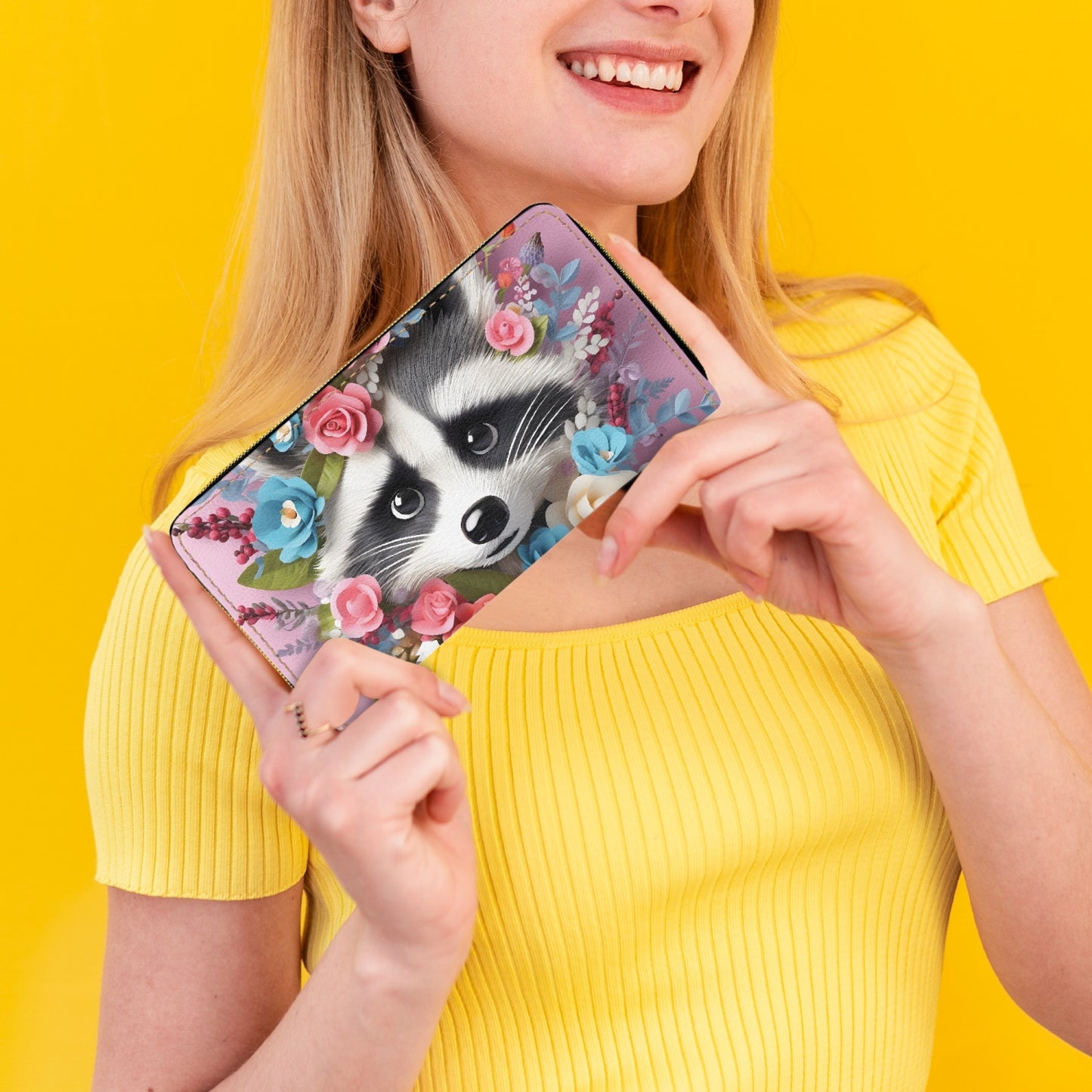 Long Type Zipper Purse - Racoon