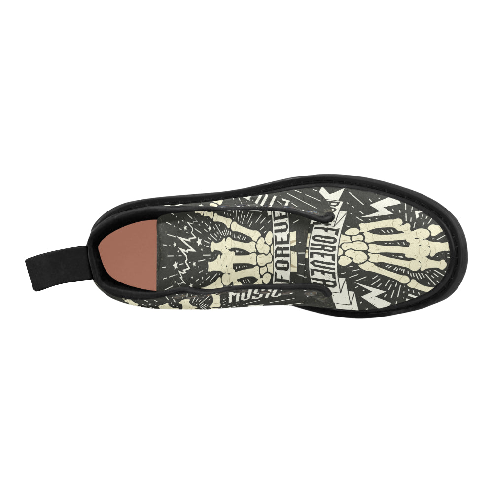Rock and Roll music hipster Martin Boots for Women (Black) (Model 1203H)