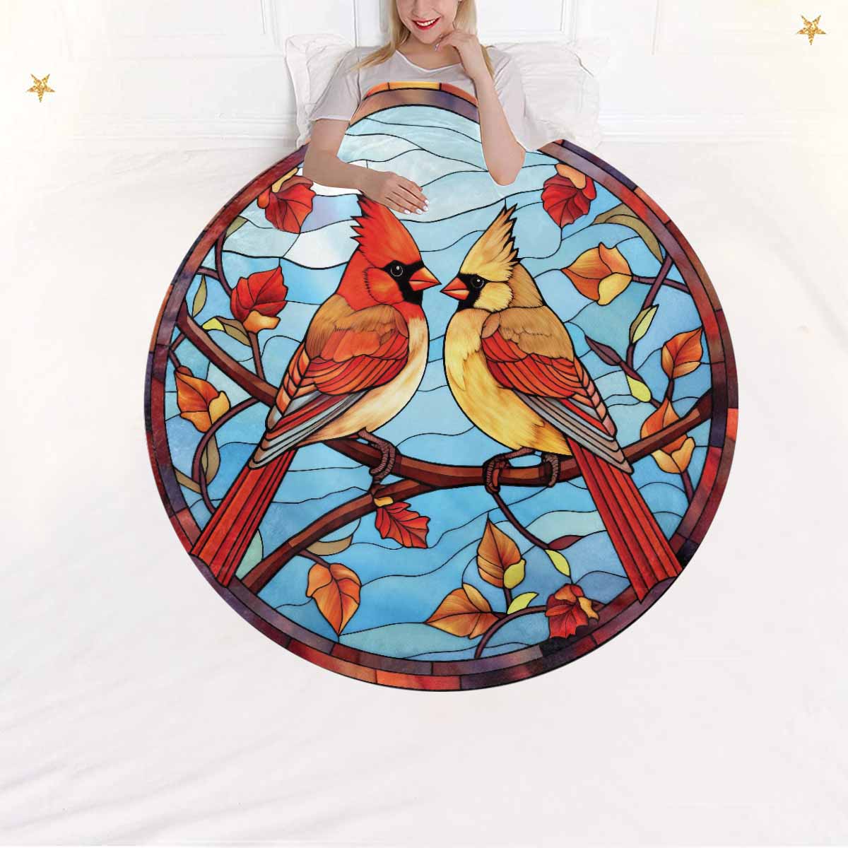 Mandalla_Awd35161  Circular Micro Fleece Blanket 47"