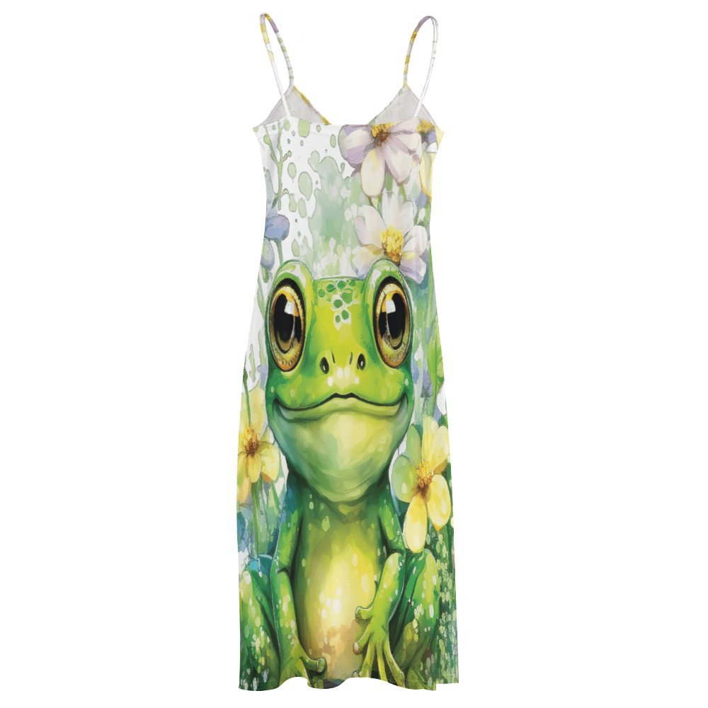 Frog Spaghetti Strap Ankle-Length Dress Long dress