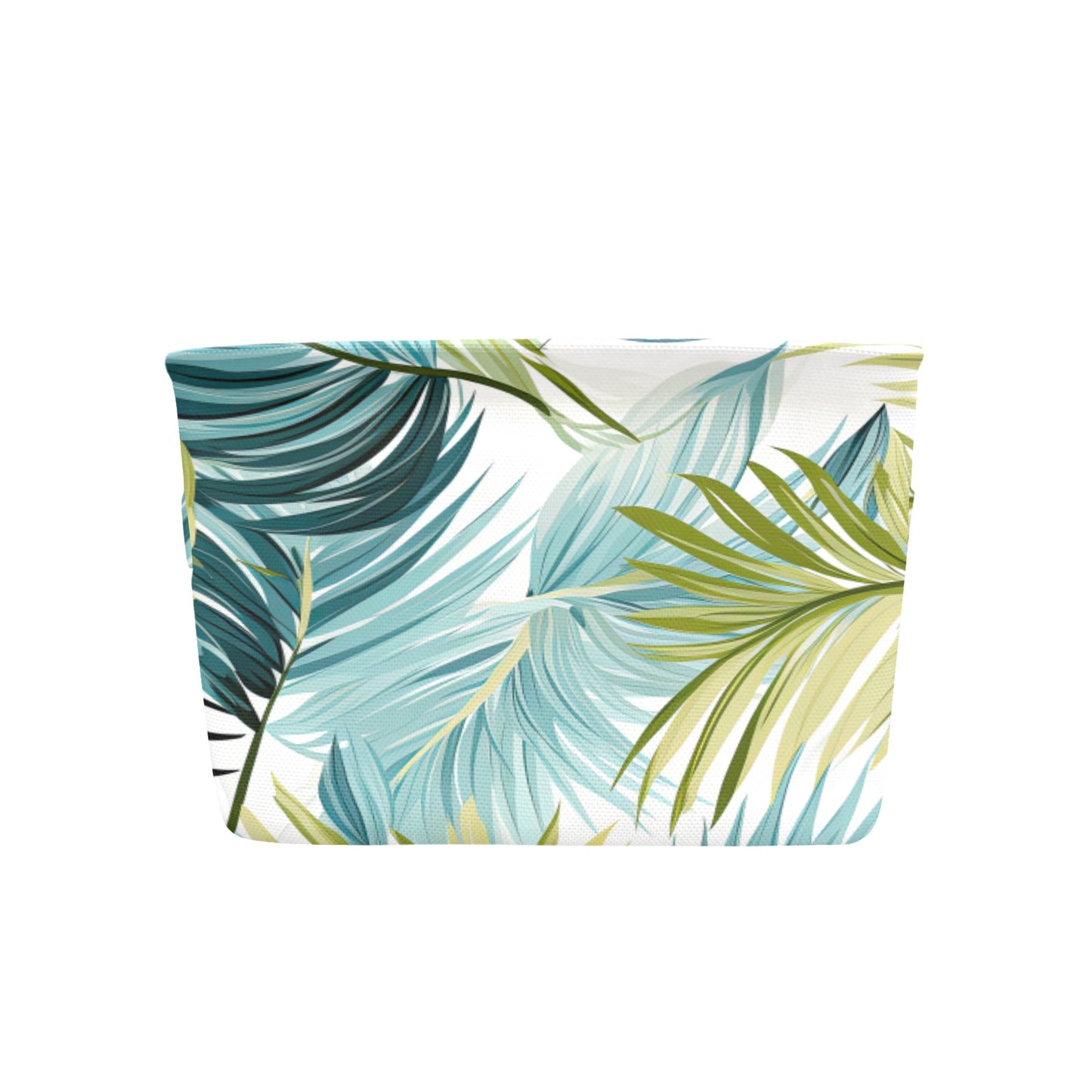 Palm Leaves Blue Green Fabric Storage Basket