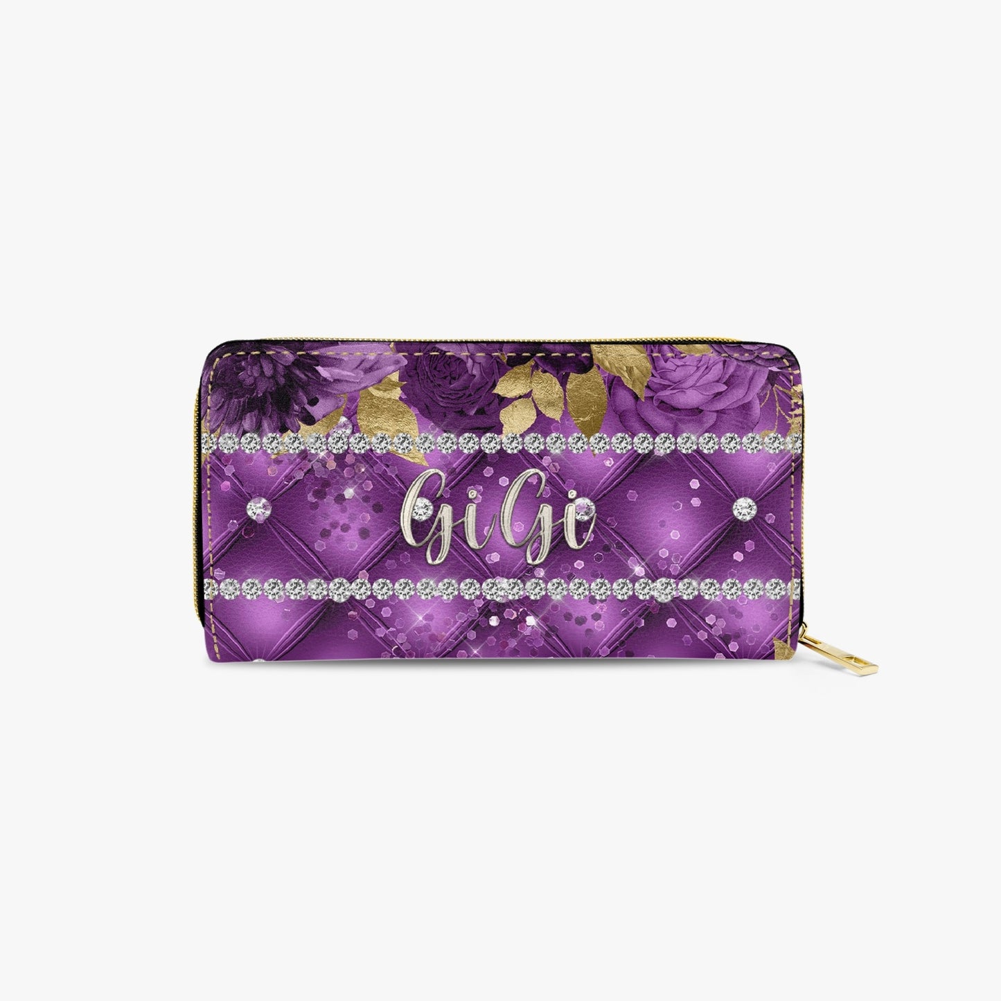 Long Type Zipper Purse - Purple Floral - GiGi