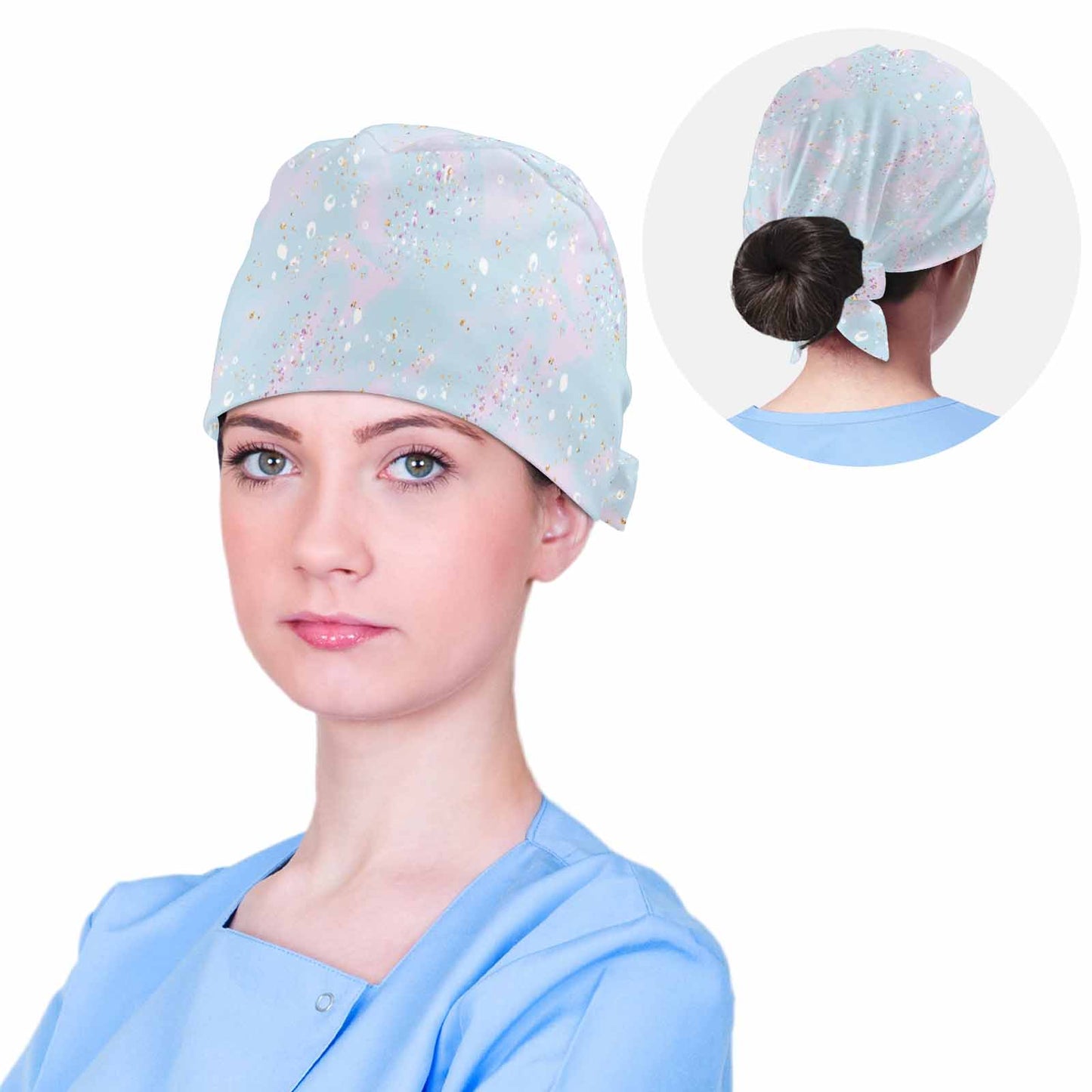 Nurse Scrub Cap Blue Splash  Scrub Cap