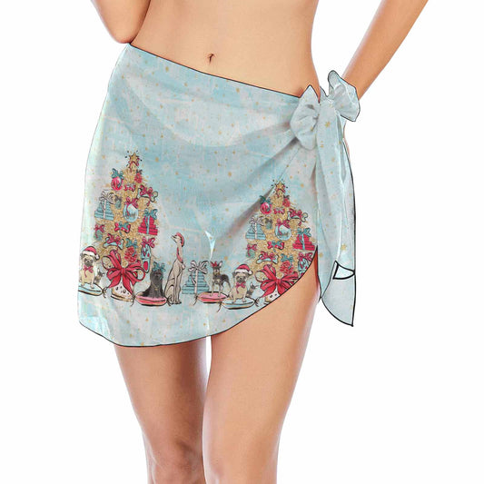 Doggie Christmas Tree  Women's Beach Sarong Wrap