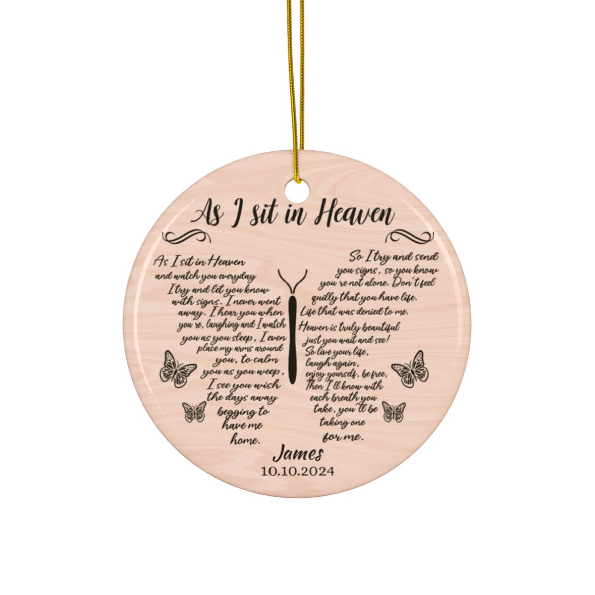Personalized Memorial Ornament, Ceramic Keepsake, Remembrance Gift, Holiday Decoration, in Loving Memory, Bereavement Ornament