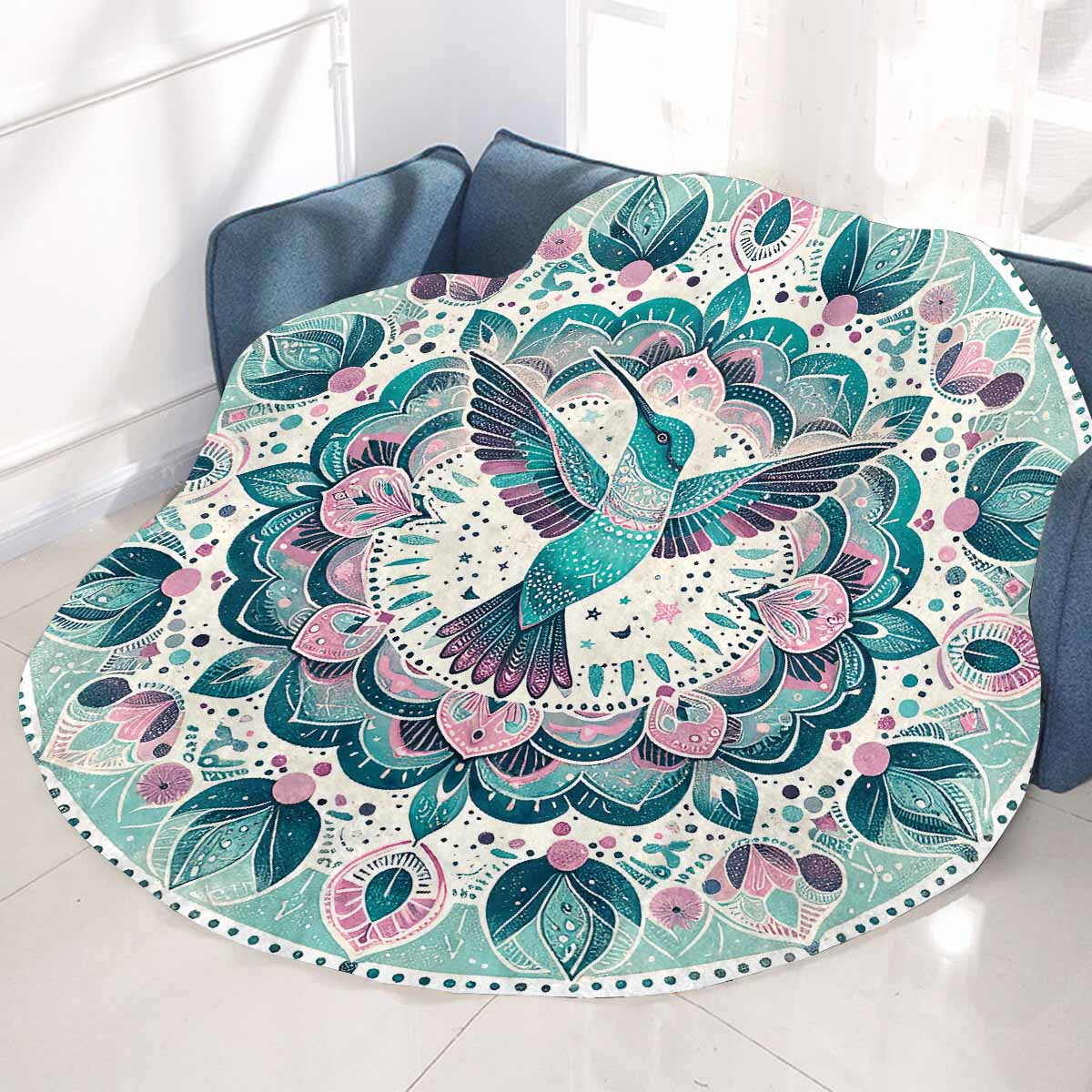 Mandella_Bird_Awd35143  Circular Micro Fleece Blanket 47"