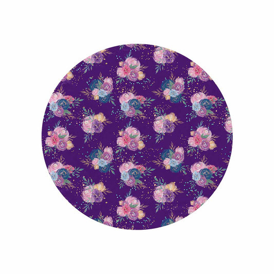 Purple Floral  Circular Micro Fleece Blanket 47"
