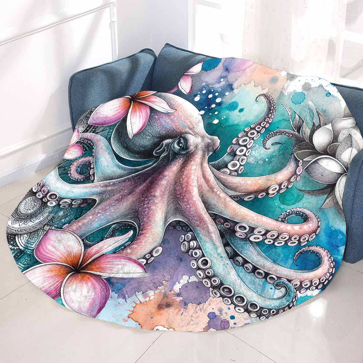 Sea_Animals_Octapus_Awd35199  Circular Micro Fleece Blanket 60"