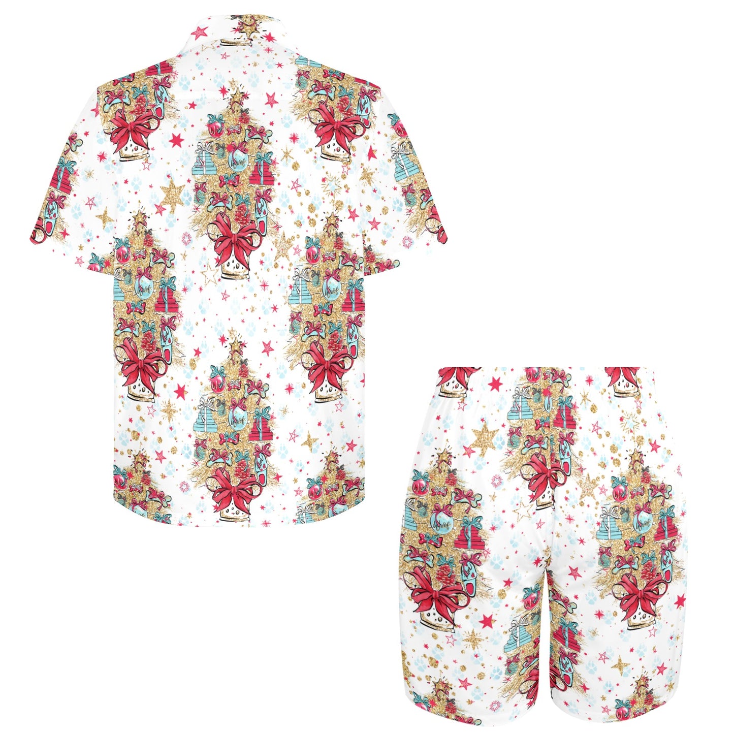 Men's Shirt & Shorts Set Doggie Xmas Men's Shirt and Shorts Outfit (Set26)