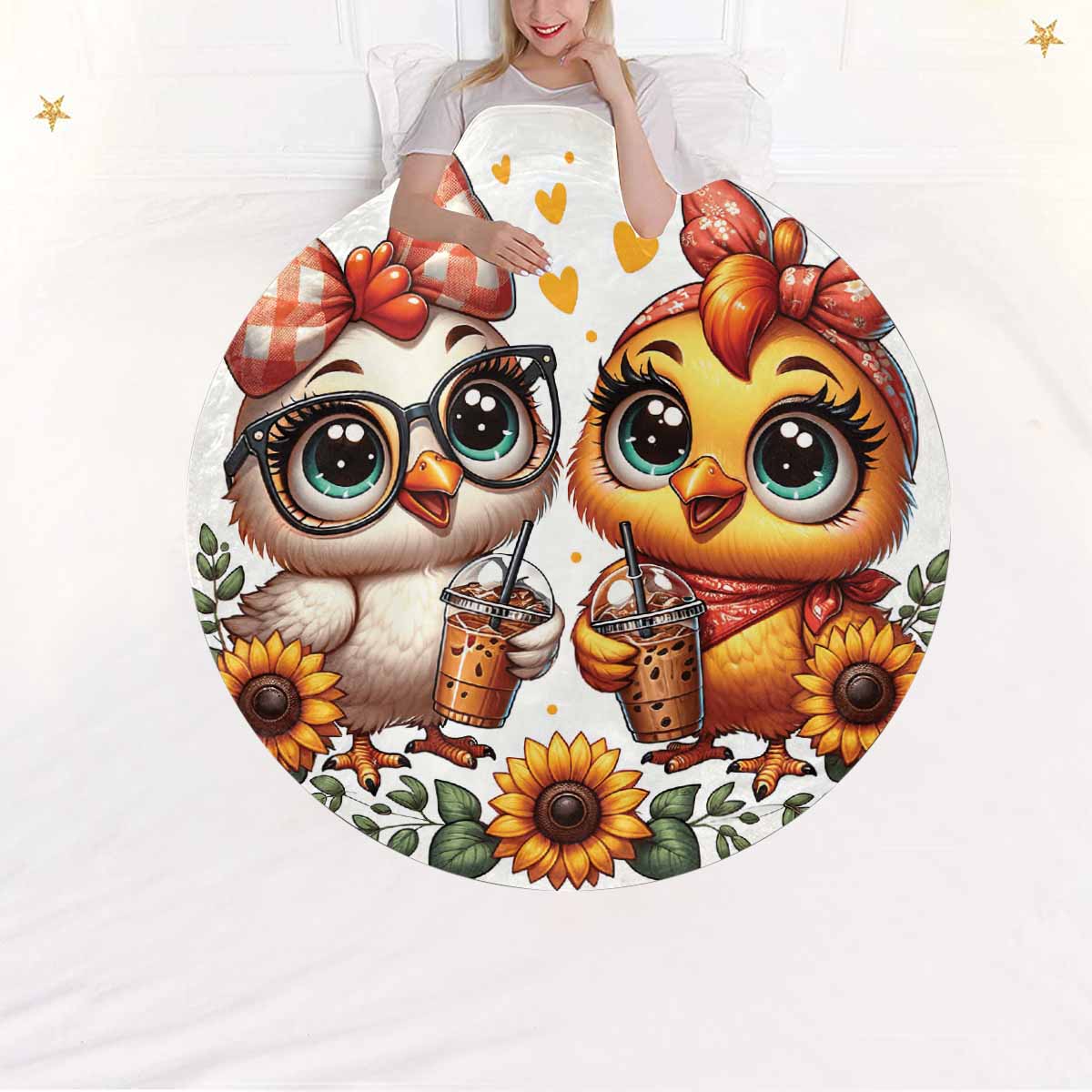 Chickens_Awd35177  Circular Micro Fleece Blanket 47"