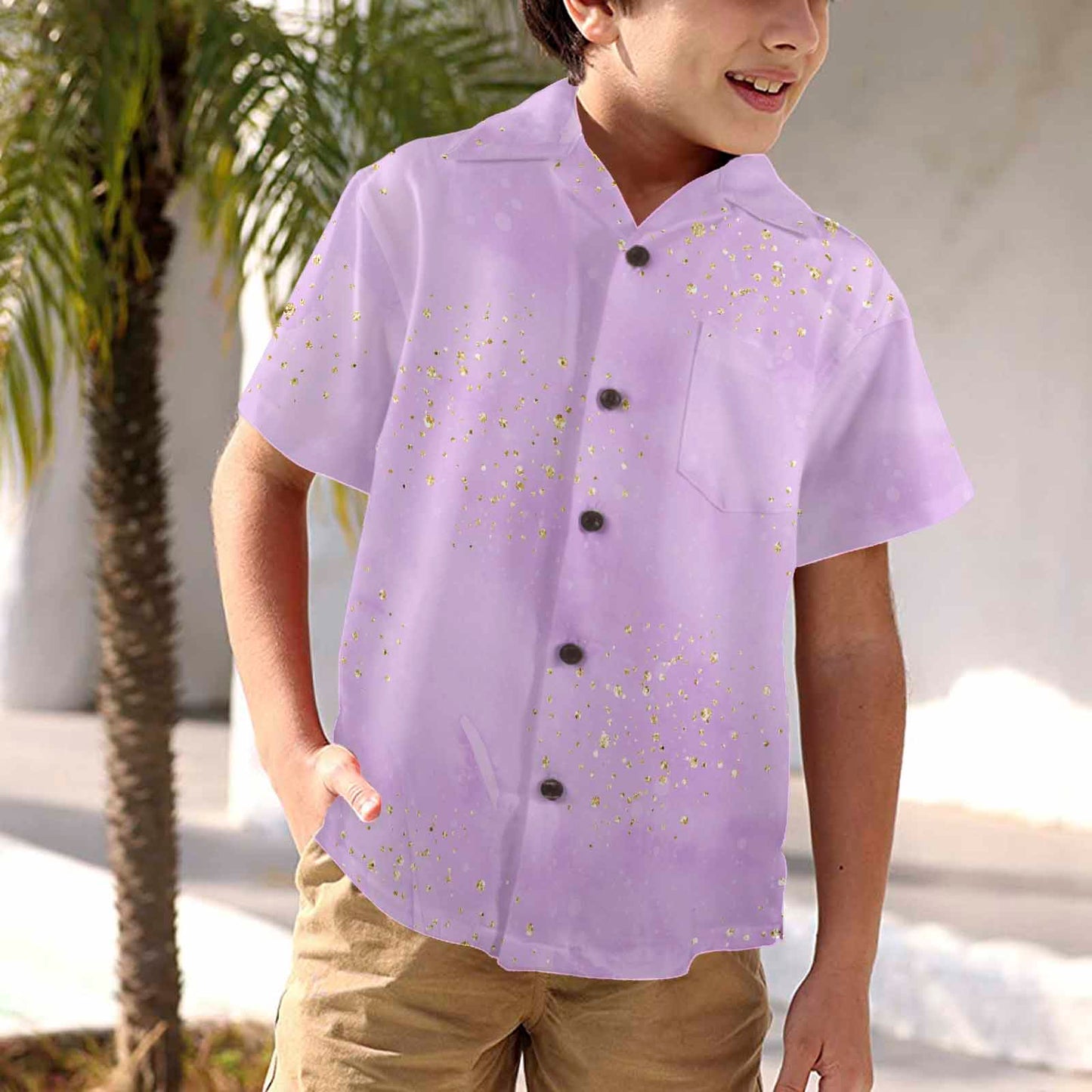 Purple  Little Boys Hawaiian Shirt