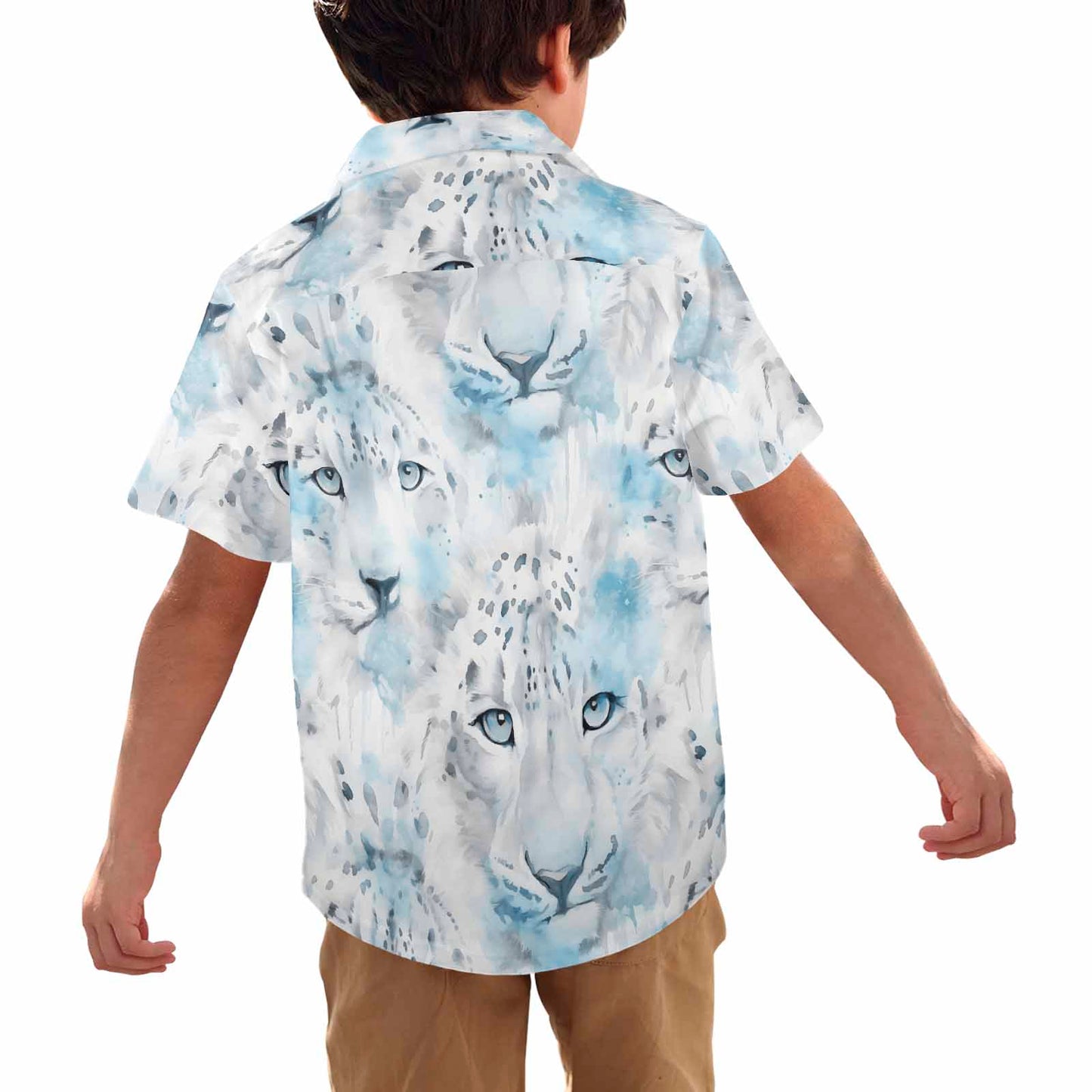 White Leopard  Little Boys Hawaiian Shirt