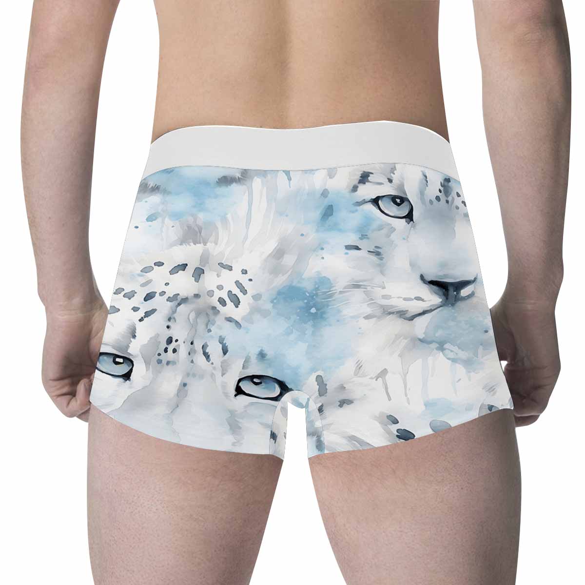 White Leopard Men's All Over Print Boxer Briefs(Made In AUS)