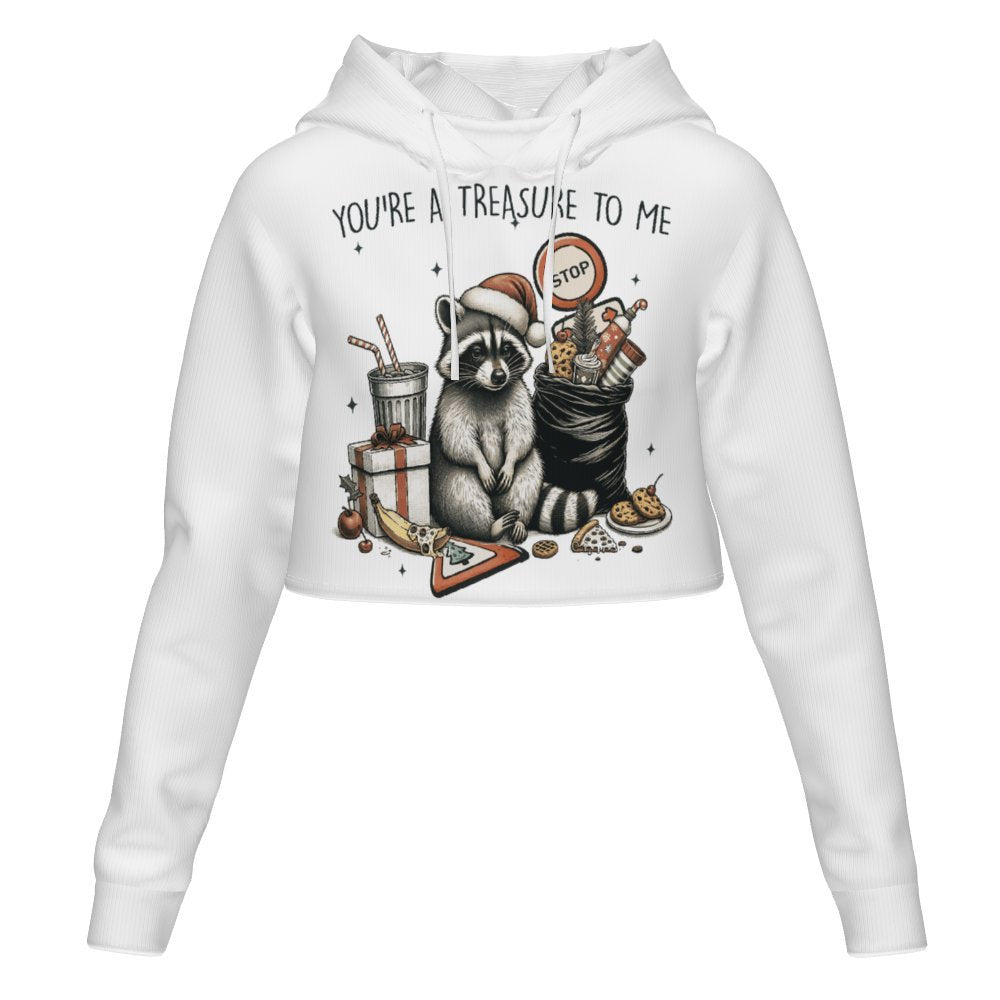 Women's All Over Print Cropped Hoodie (DLM) Hooded hoodie