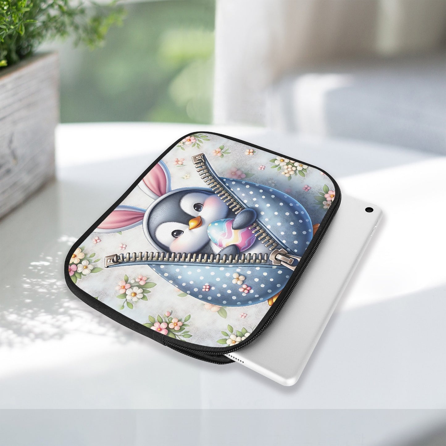 Tablet Sleeve - Easter - Penguin with Bunny Ears