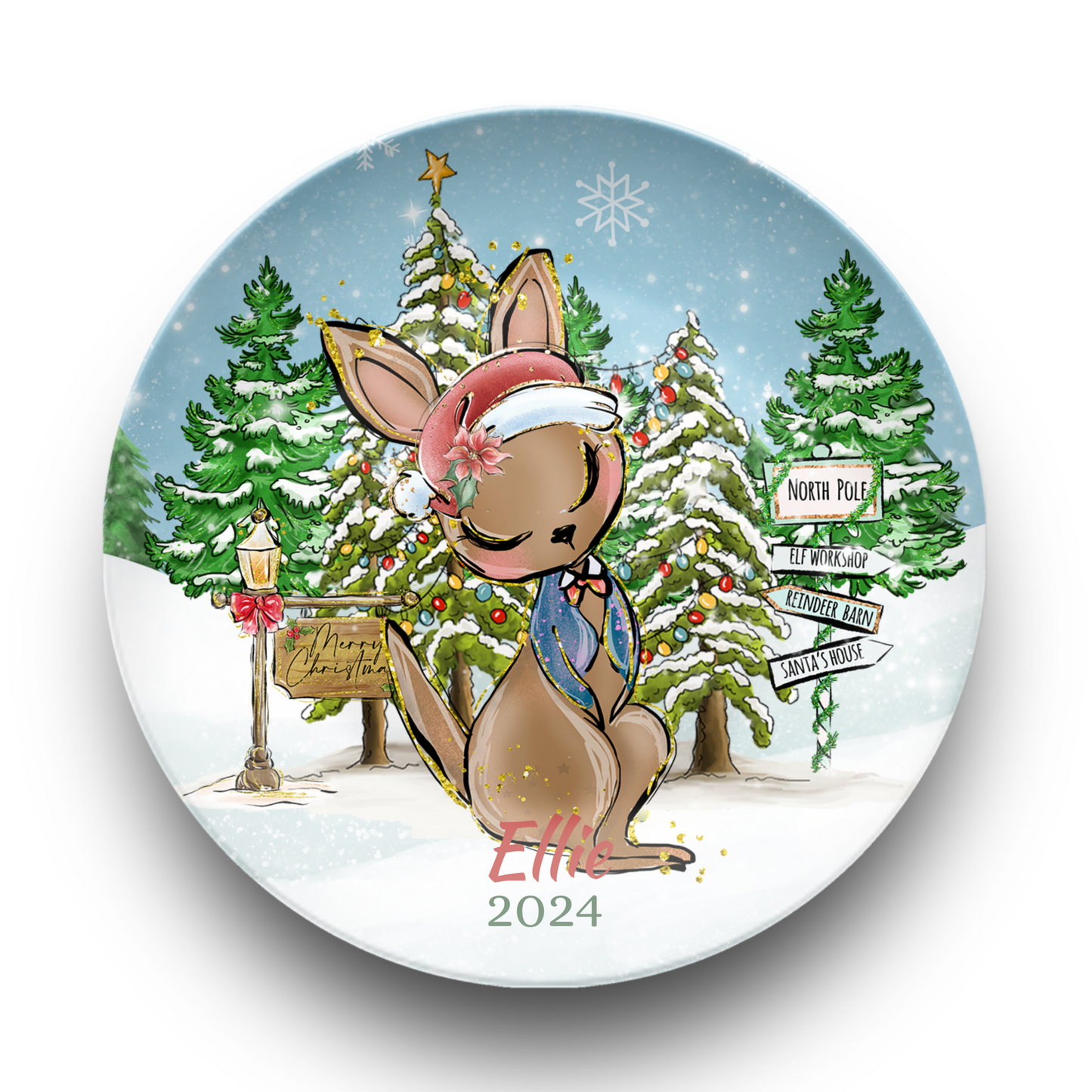 Kangaroo Personalised Christmas Plate