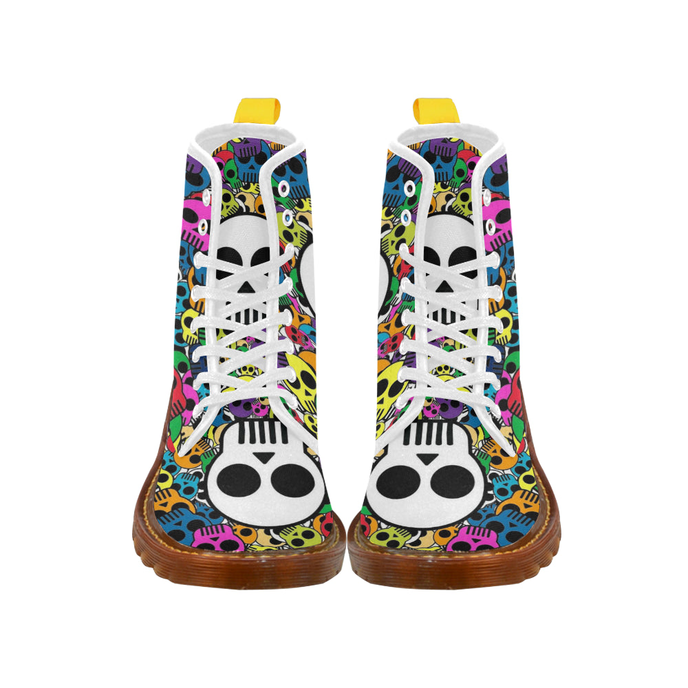 White skull Martin Boots For Women Model 1203H