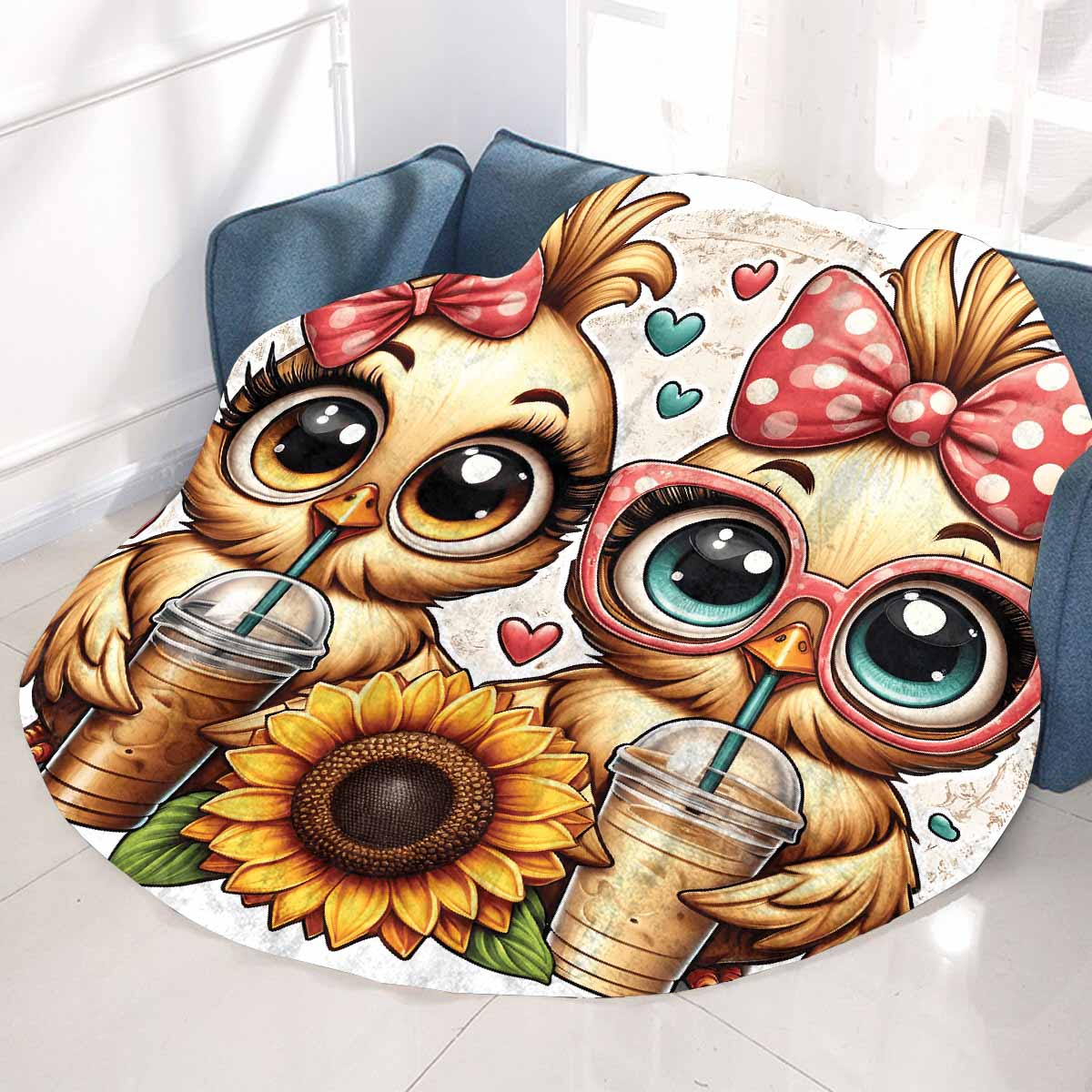 Chickens_Awd35164  Circular Micro Fleece Blanket 60"