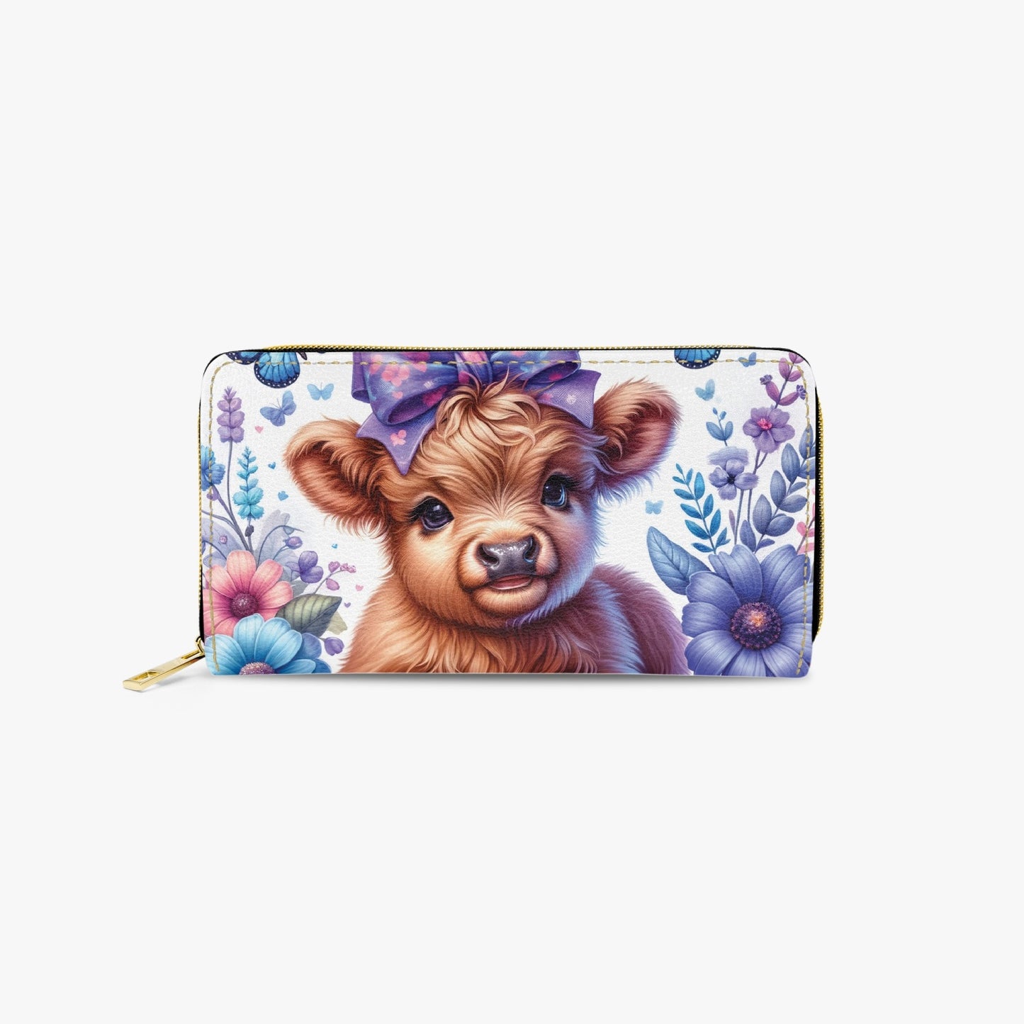 Long Type Zipper Purse - Highland Cow