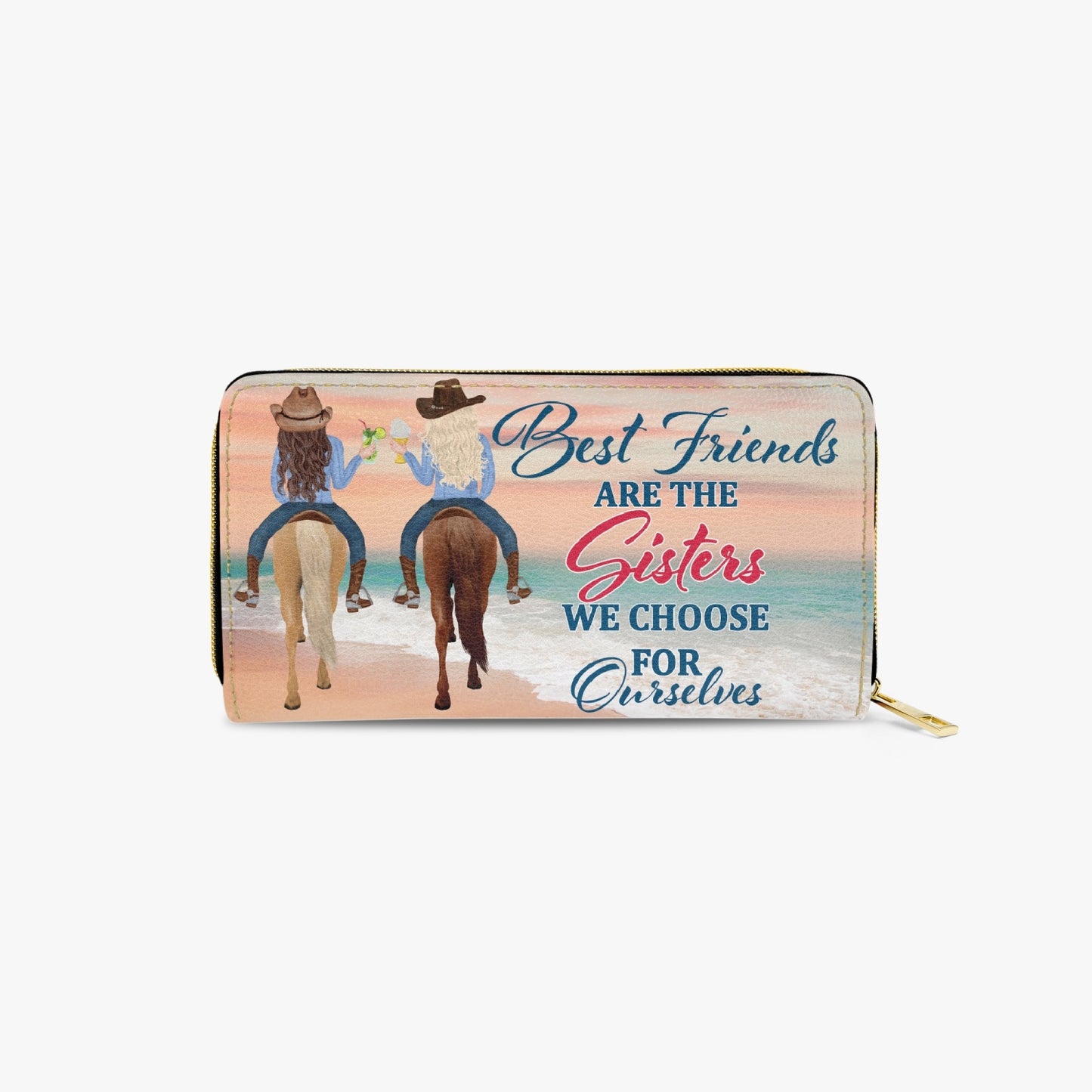 Long Type Zipper Purse - Beach, Best Friends