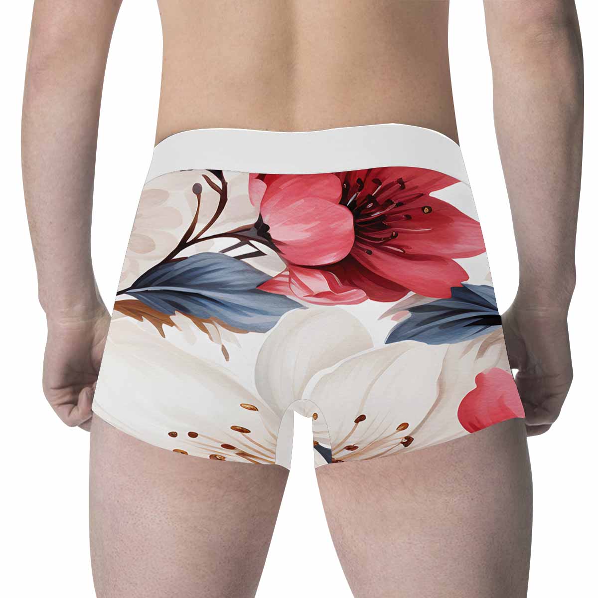 Pink Floral  Men's All Over Print Boxer Briefs (Made In AUS)