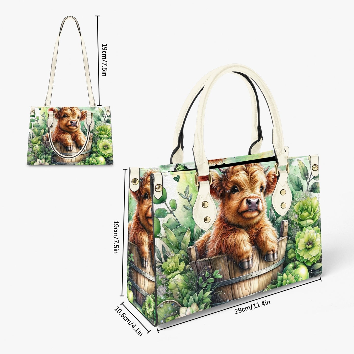 Women's Tote Bag - Long Strap - Highland Cow