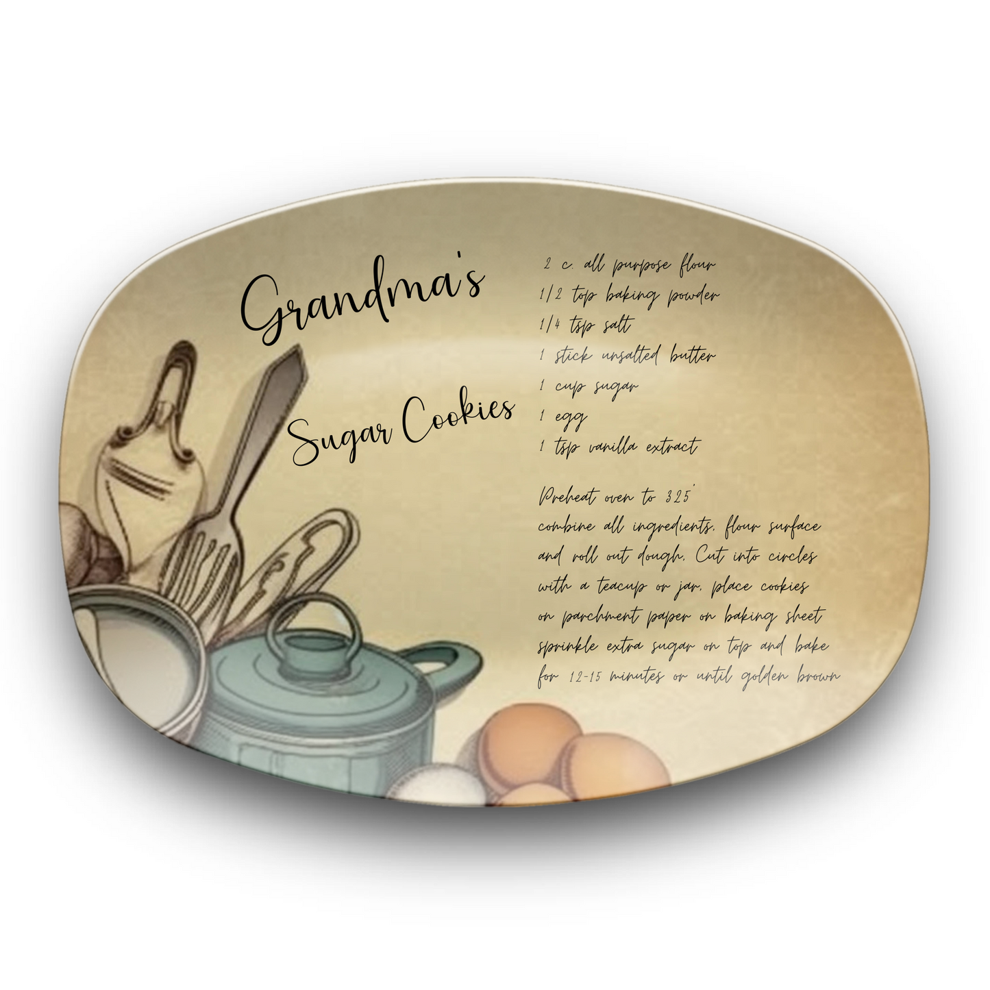 Handwritten Recipe Plate/Platter, Family Recipe Heirloom