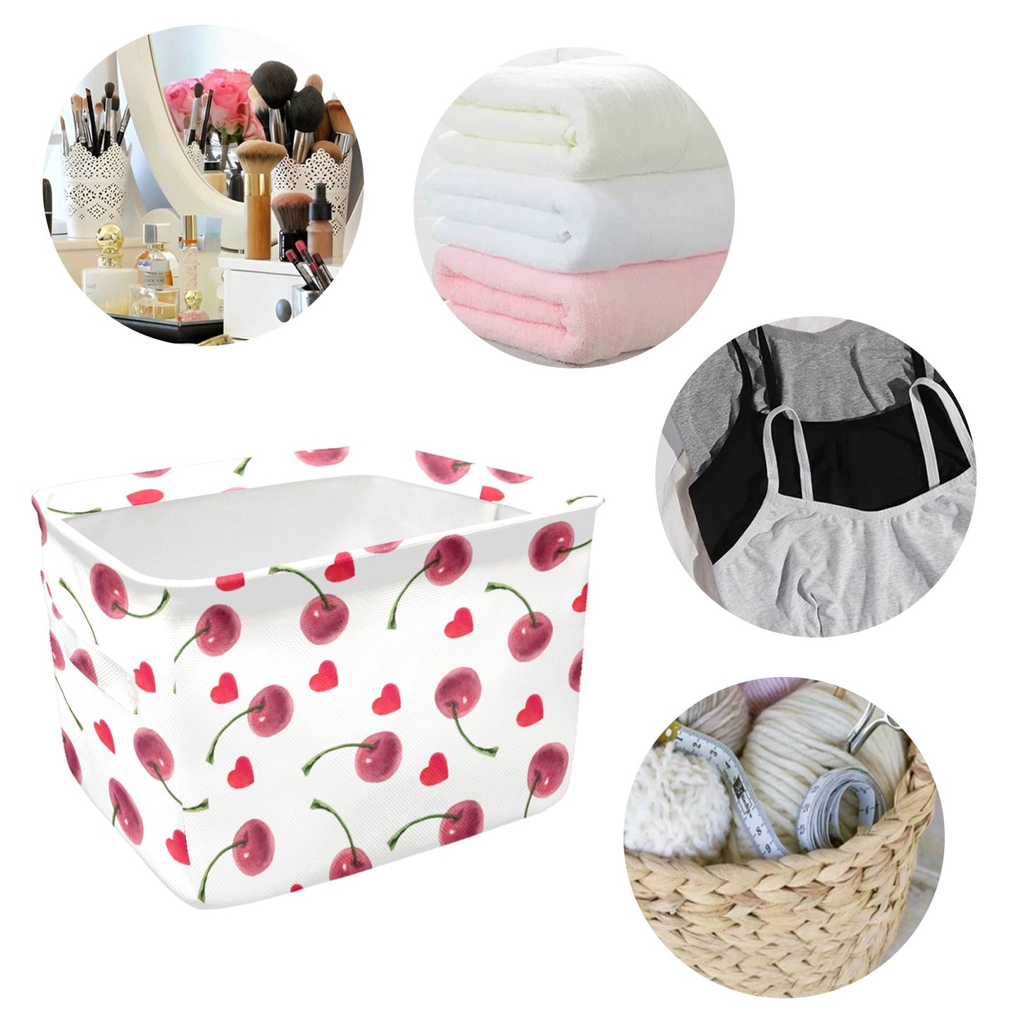 Cherries Fabric Storage Basket