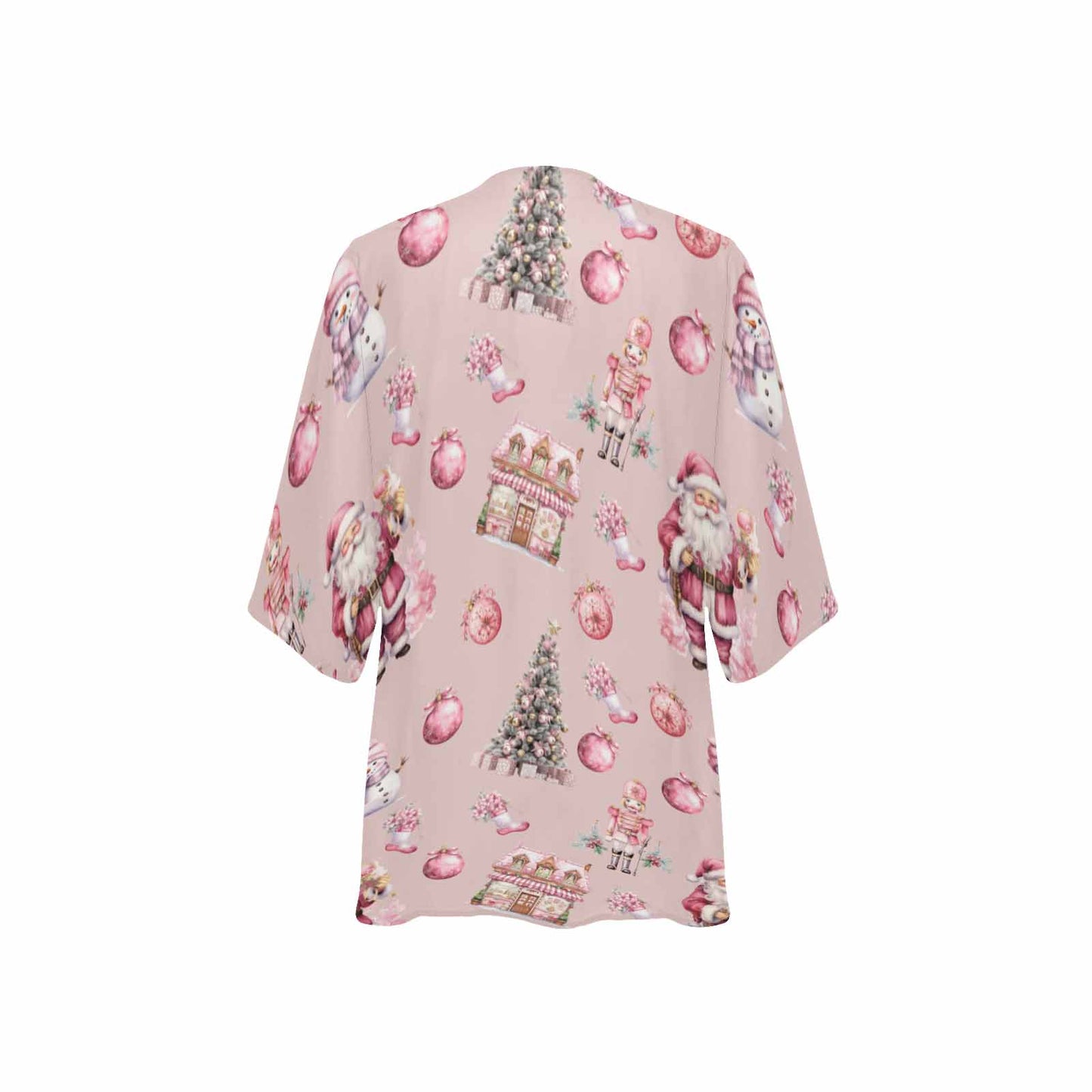 Pink Christmas  Women's Kimono Chiffon Cover Up