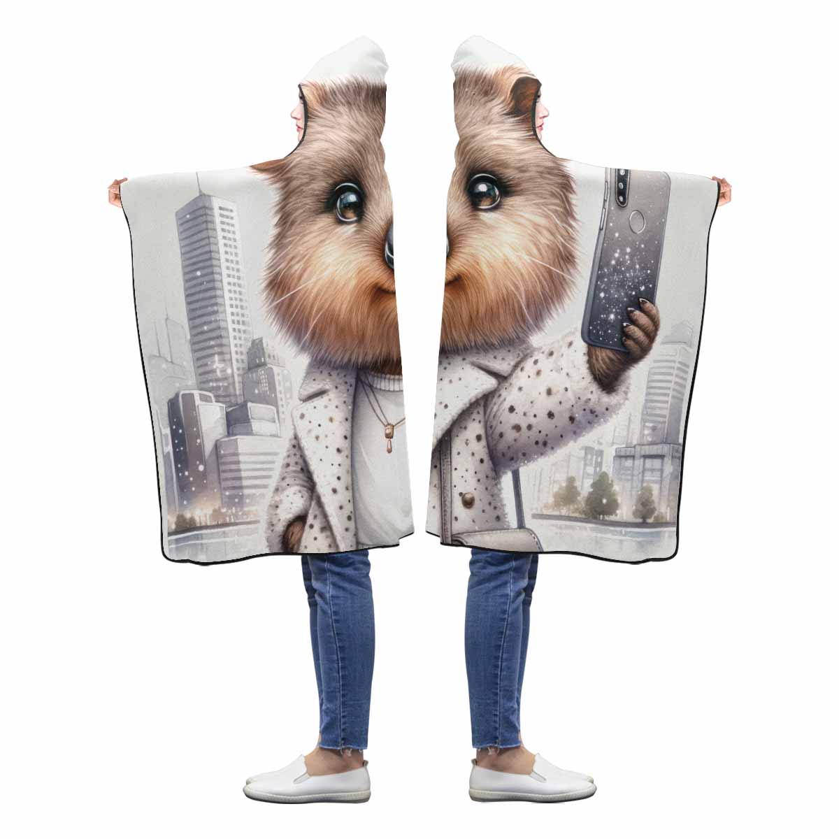 Australian Animal Quokka Awd1331  Hooded Blanket 60"x50"