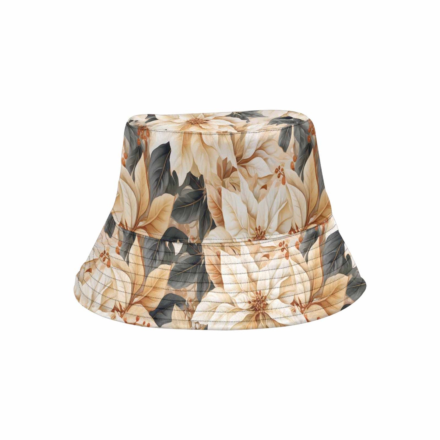 Cream Poinsettia2  Unisex Summer Single-Layer Bucket Hat