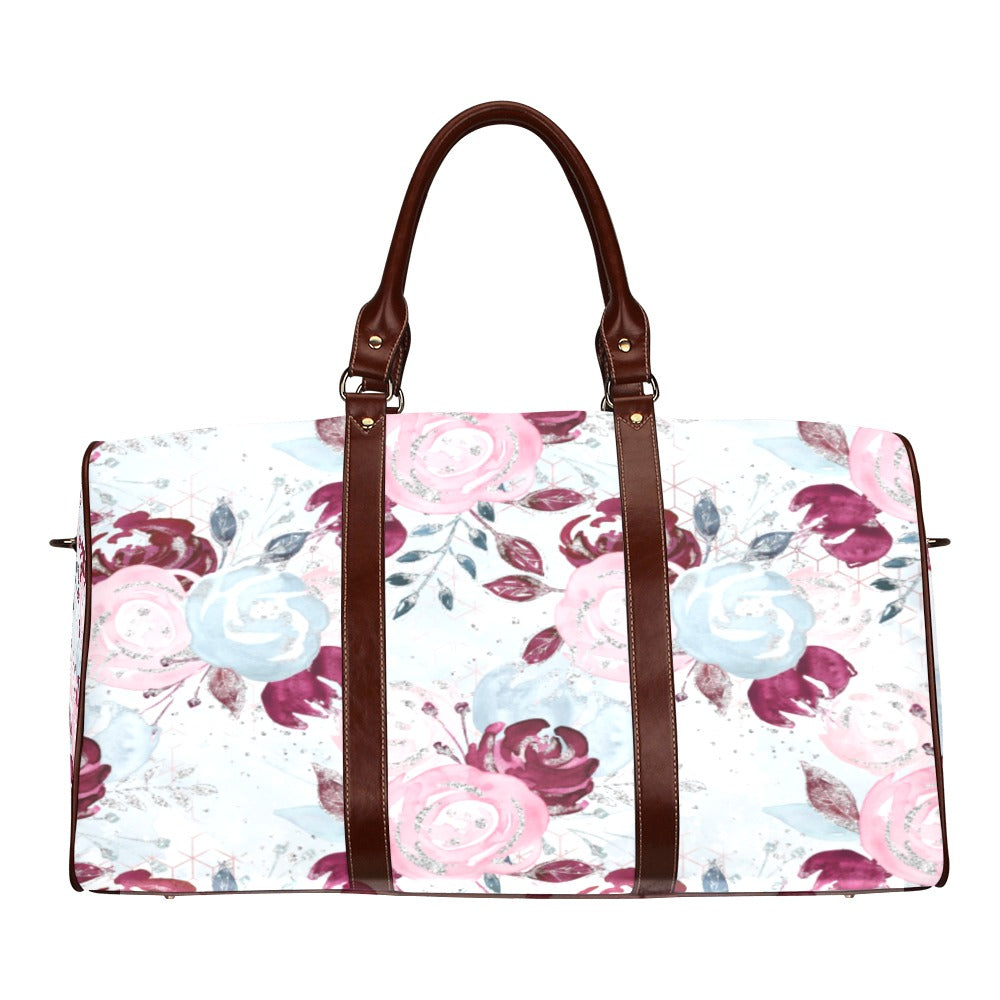 Roses Pink Blue Waterproof Travel Bag/Small (Model 1639)