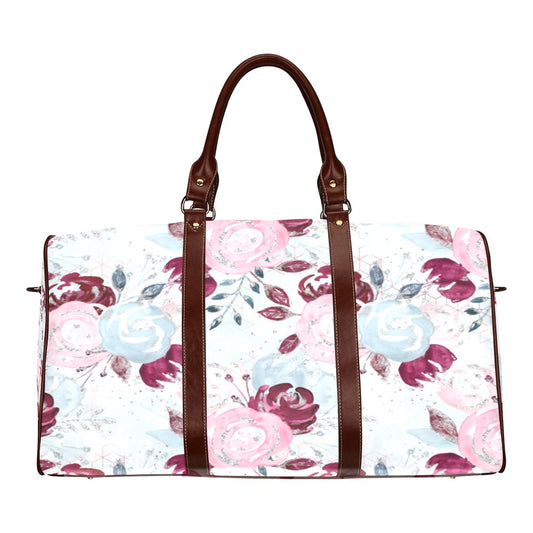 Roses Pink Blue Waterproof Travel Bag/Small (Model 1639)