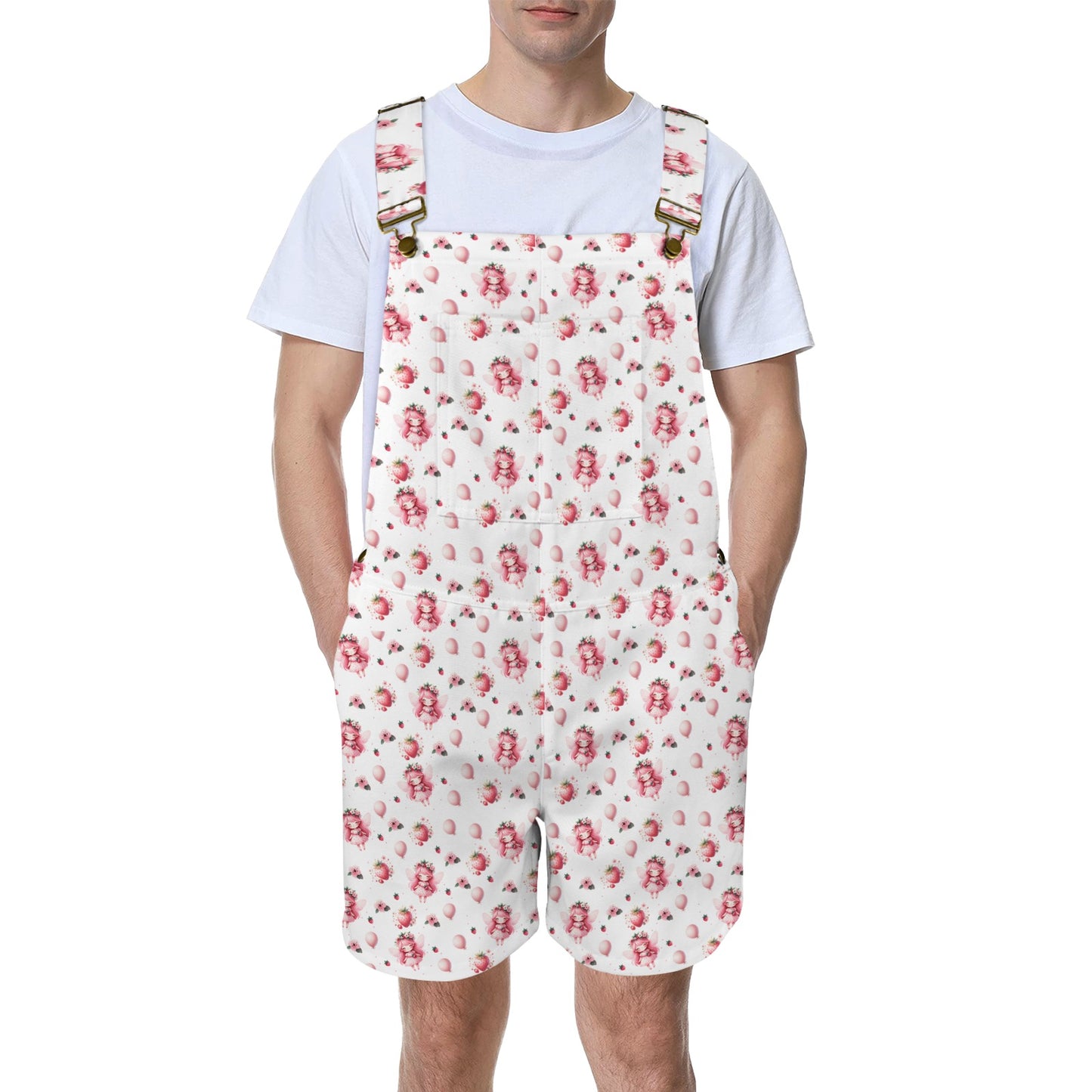 Strawberry Fields Unisex Shorts Suspender Jumpsuit