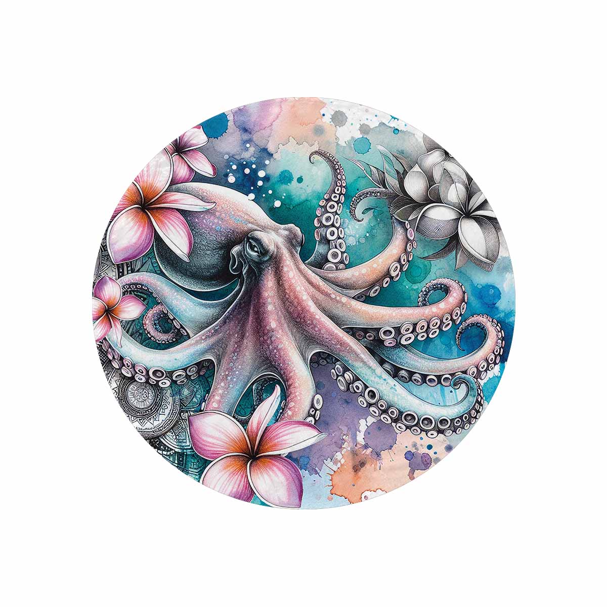 Sea_Animals_Octapus_Awd35199  Circular Micro Fleece Blanket 47"