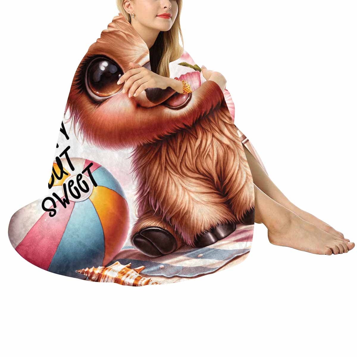 Highland Cow Awd35113  Circular Micro Fleece Blanket 60"