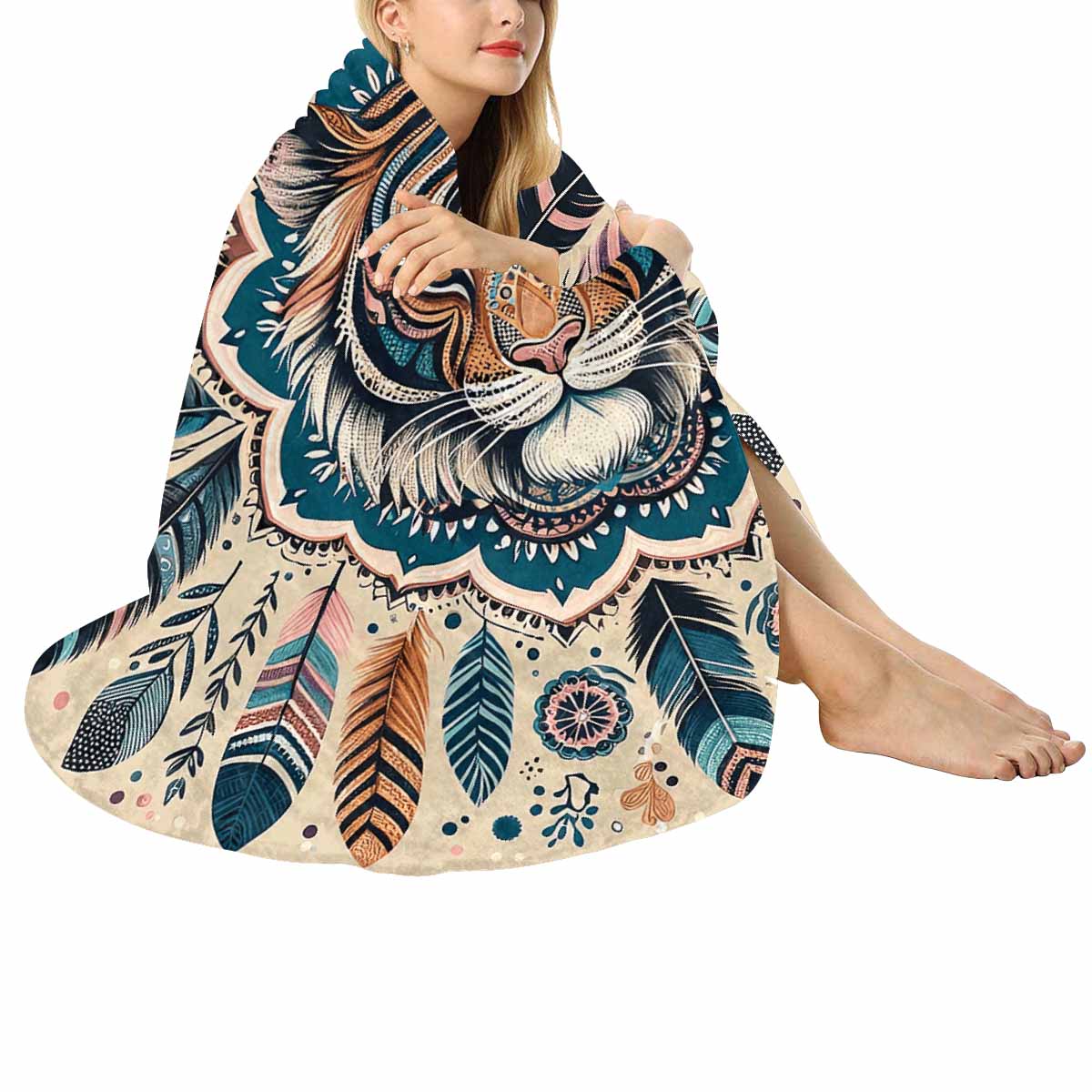 Mandella_Tiger_Awd35152  Circular Micro Fleece Blanket 60"