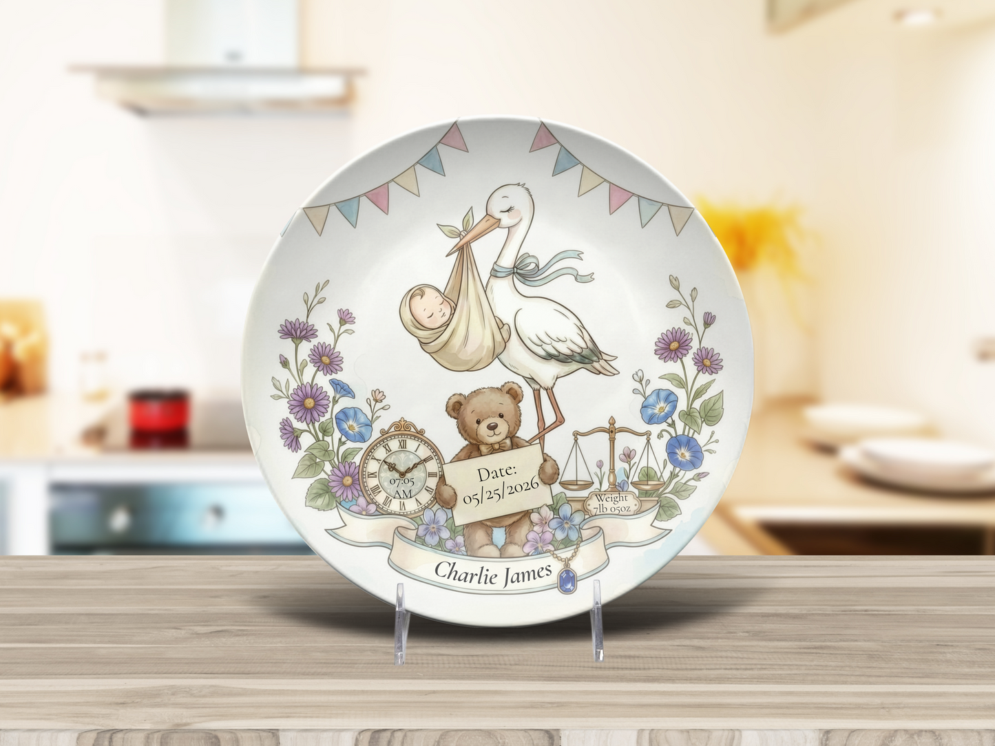 Personalised Baby Keepsake Plate | Birth Details Plate | Newborn Gift | Custom Baby Name Plate | Baby Shower Gift | First Birthday Keepsake