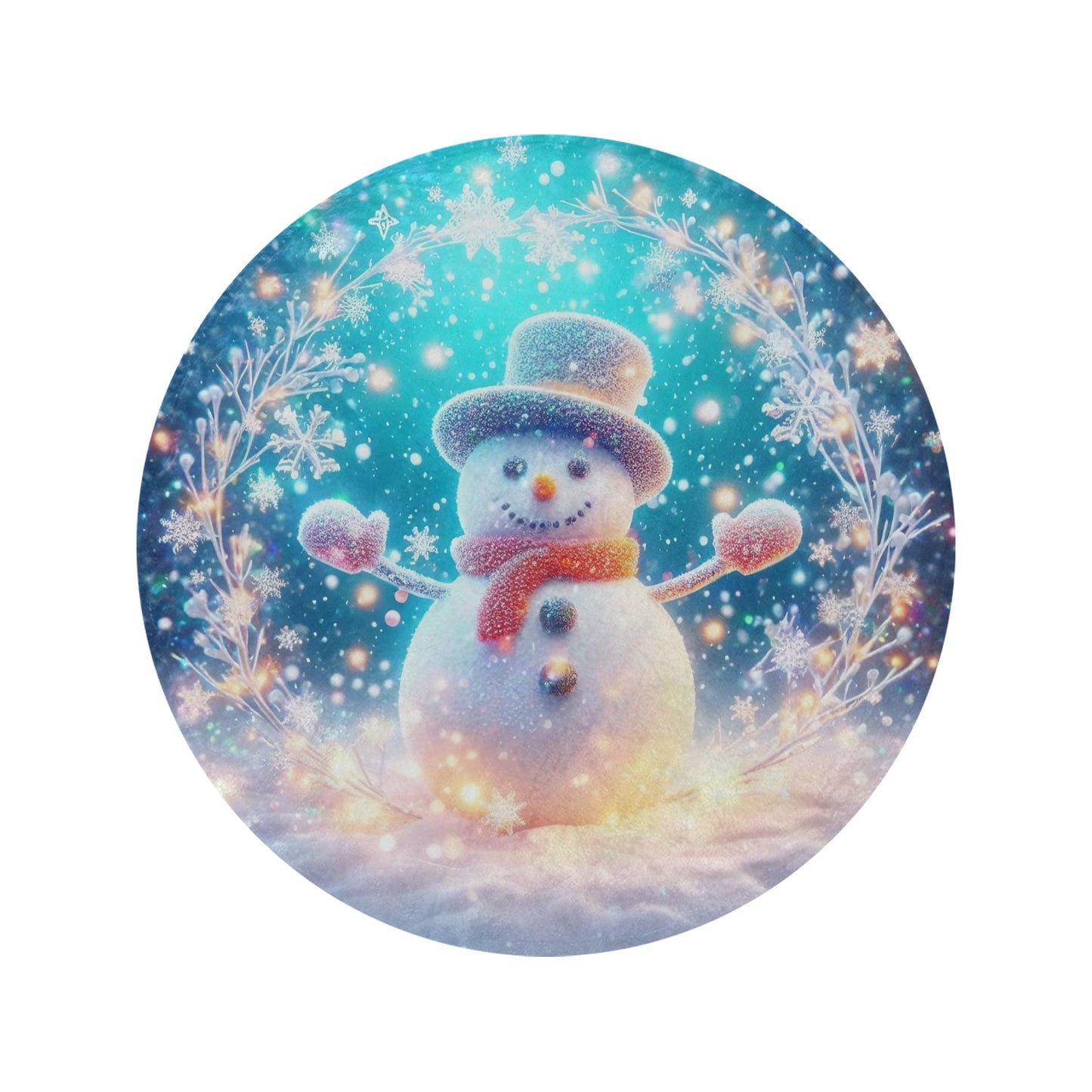 Snowman Circular Micro Fleece Blanket