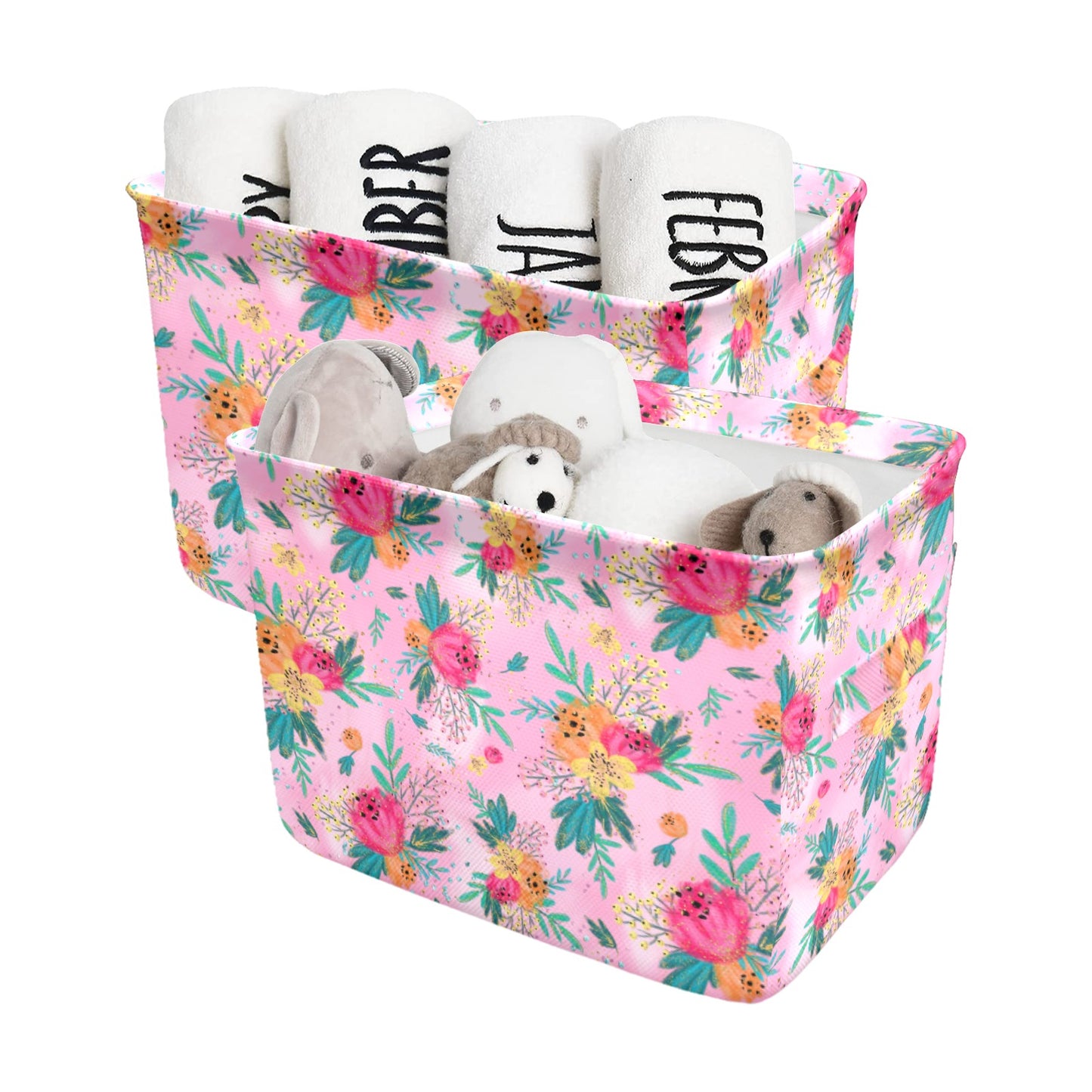 Australian Floral Pink Fabric Storage Basket