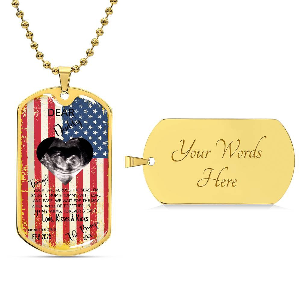 Dog Tag Personalised Dear Daddy Can't Wait to Meet you Pendant