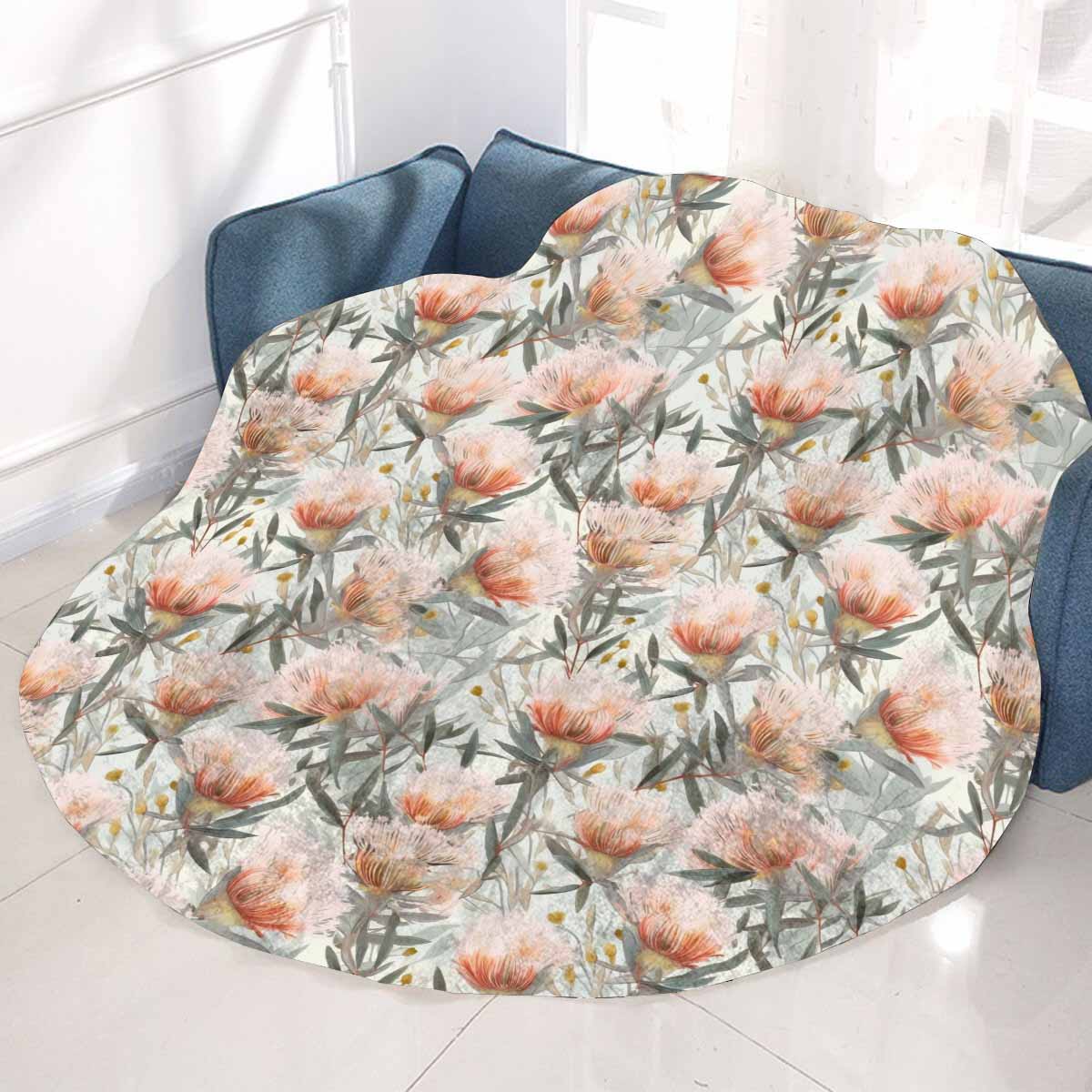 Australian Wattle  Circular Micro Fleece Blanket 60"