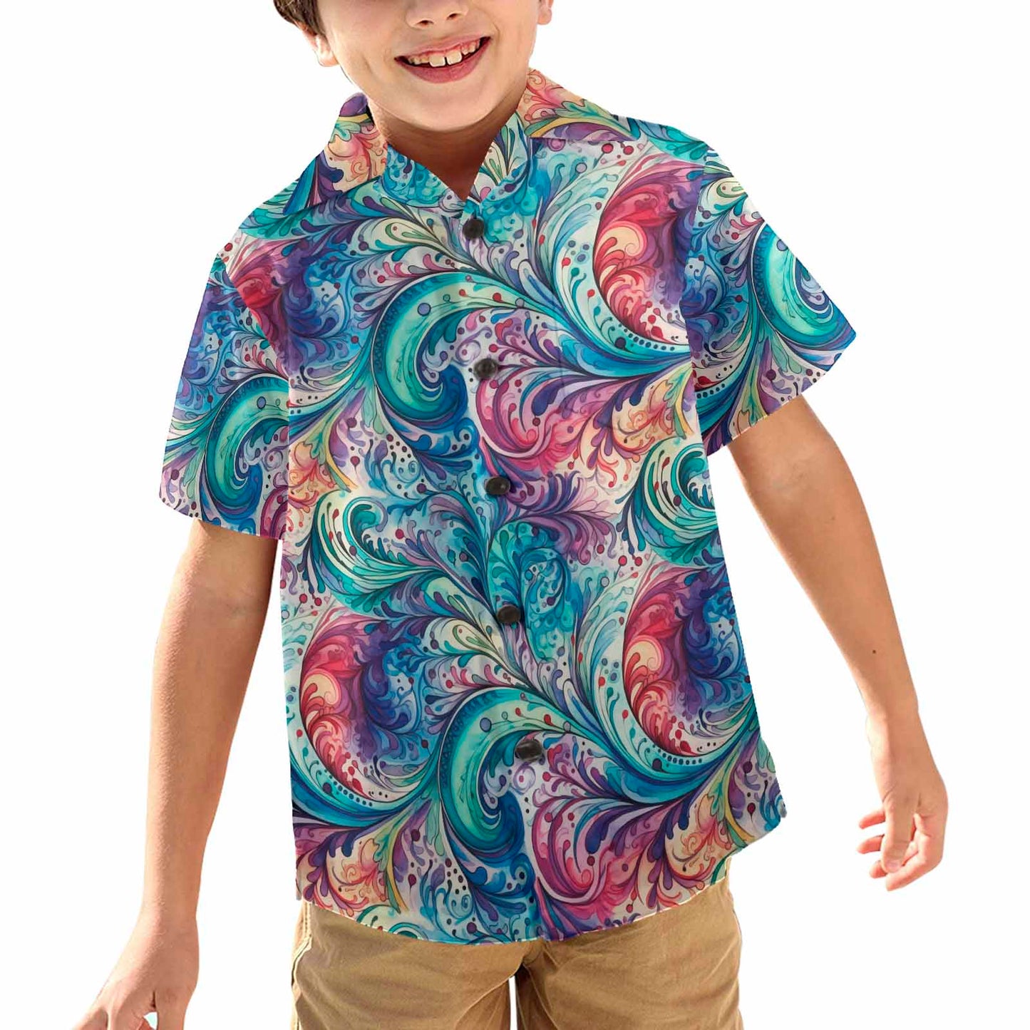 Rainbow Paisley  Little Boys Hawaiian Shirt